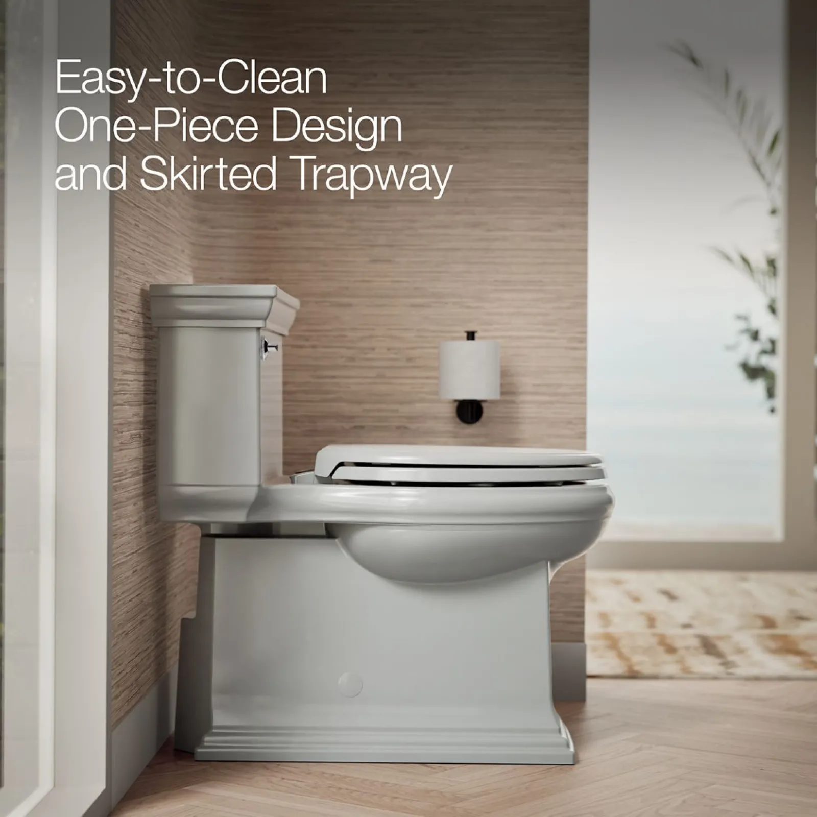 One-piece compact elongated toilet with skirted trapway, 1.28 gpf^Kohler Best