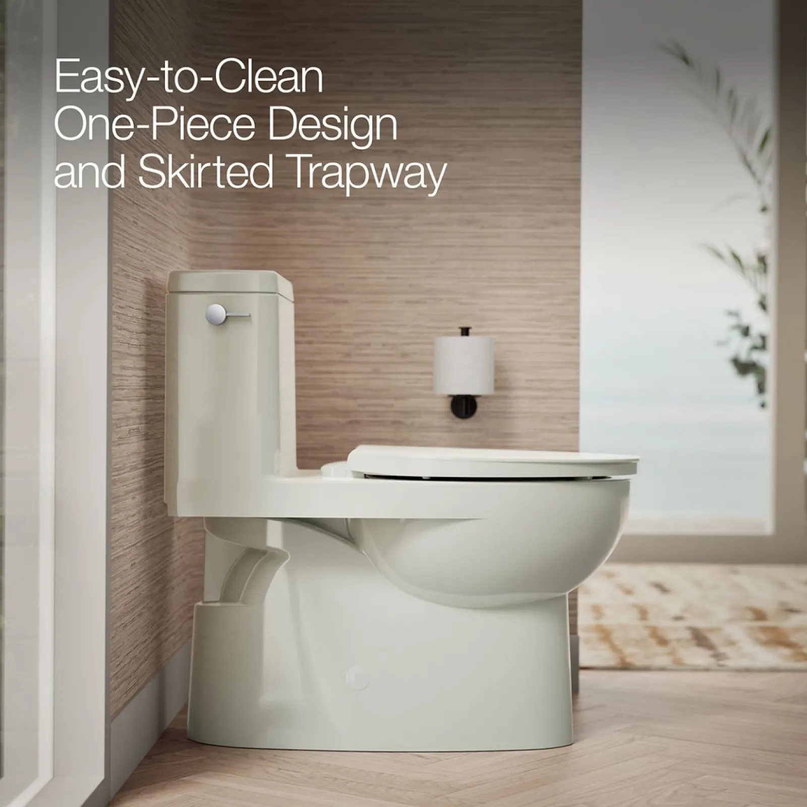 One-piece compact elongated toilet with skirted trapway, 1.28 gpf^Kohler Best