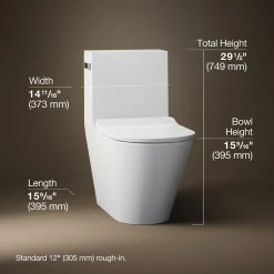One-piece compact elongated toilet with skirted trapway, dual-flush^Kohler Outlet