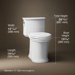One-piece compact elongated toilet with skirted trapway, 1.28 gpf^Kohler New