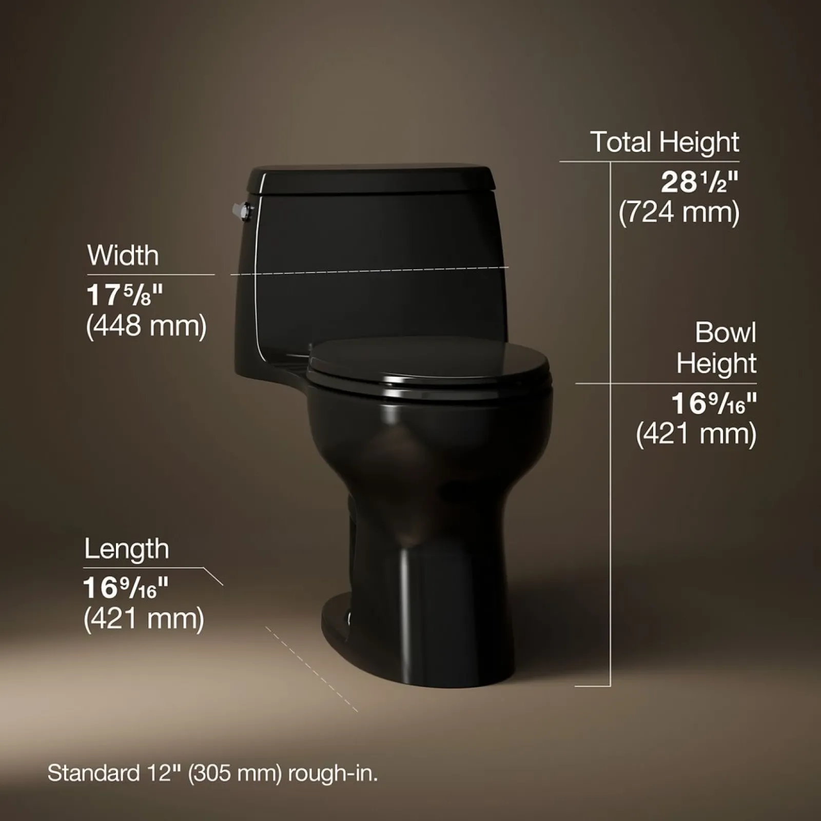 One-piece compact elongated toilet, 1.28 gpf^Kohler Clearance