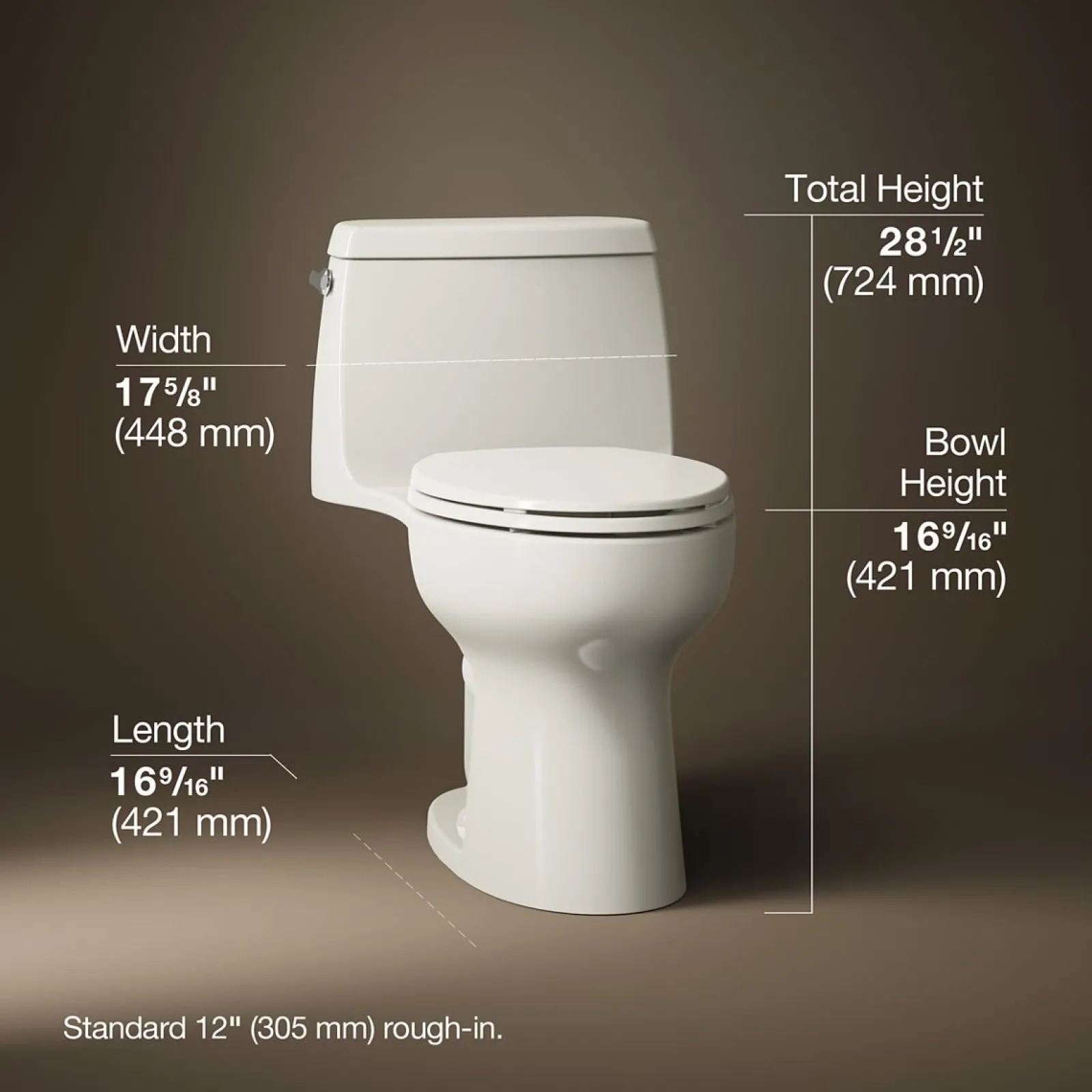 One-piece compact elongated toilet, 1.28 gpf^Kohler Clearance
