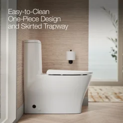 One-piece compact elongated toilet with skirted trapway, dual-flush^Kohler Clearance