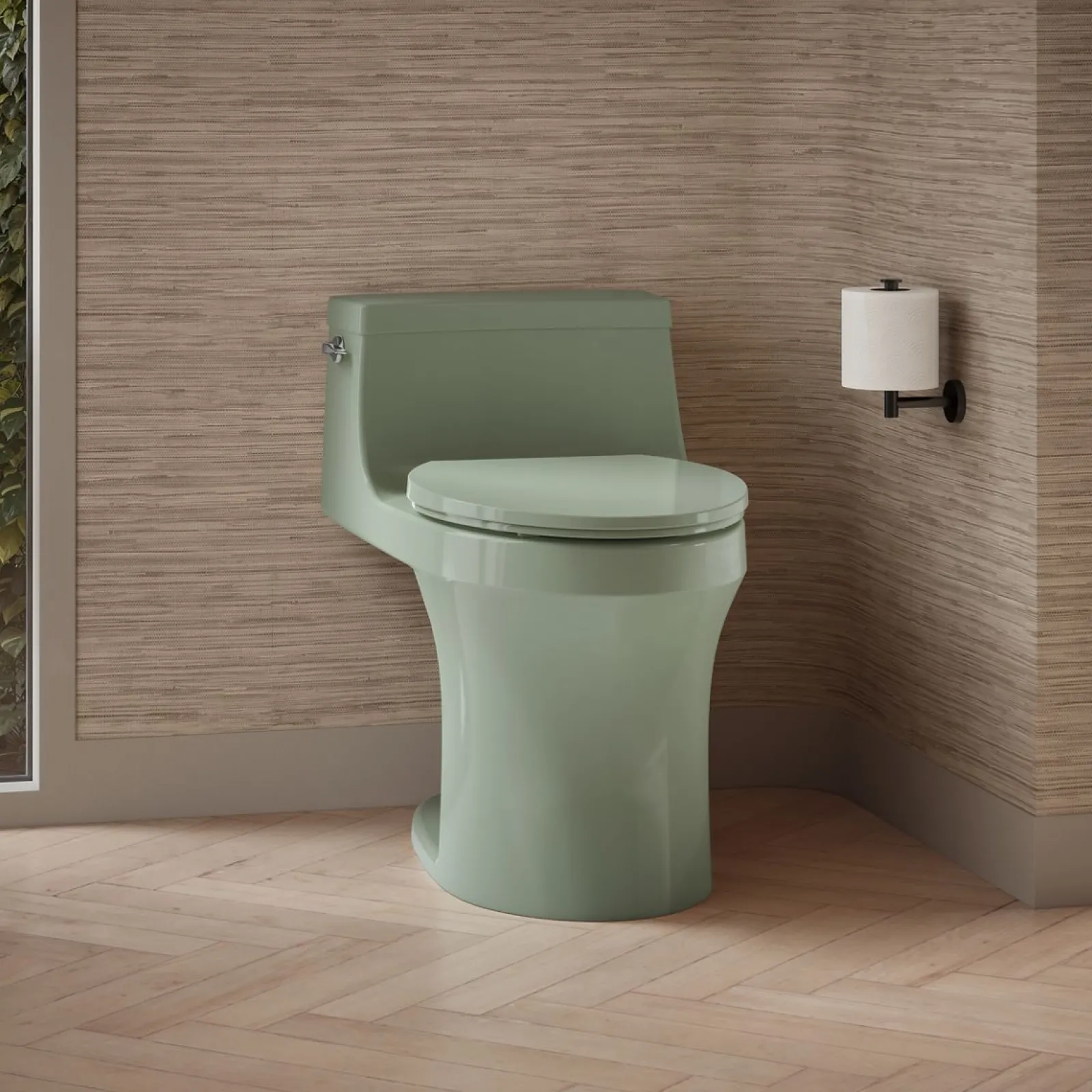 One-piece compact elongated toilet with concealed trapway, 1.28 gpf^Kohler
