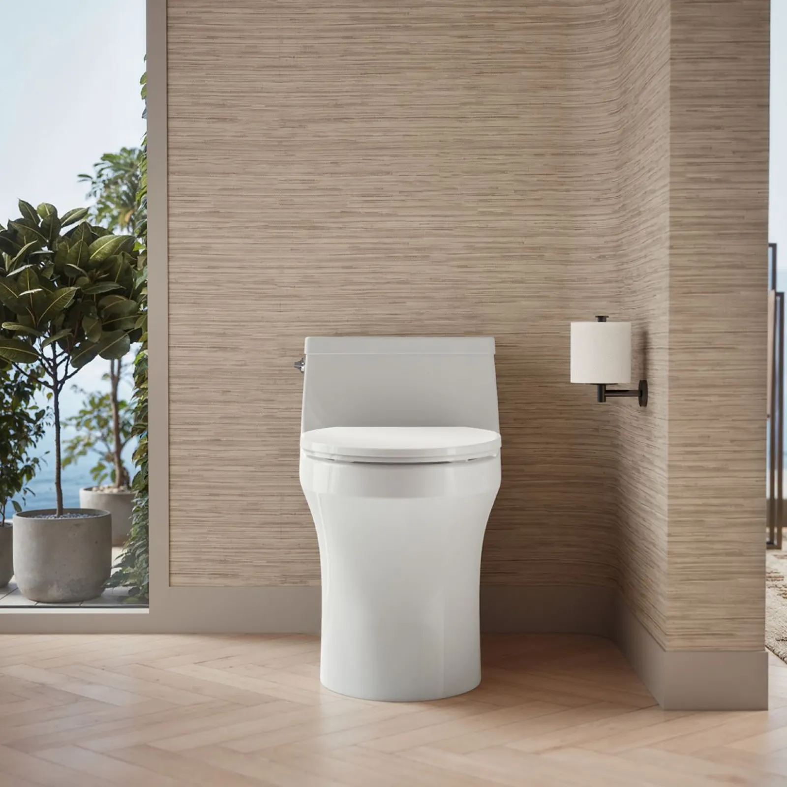 One-piece compact elongated toilet with concealed trapway, 1.28 gpf^Kohler