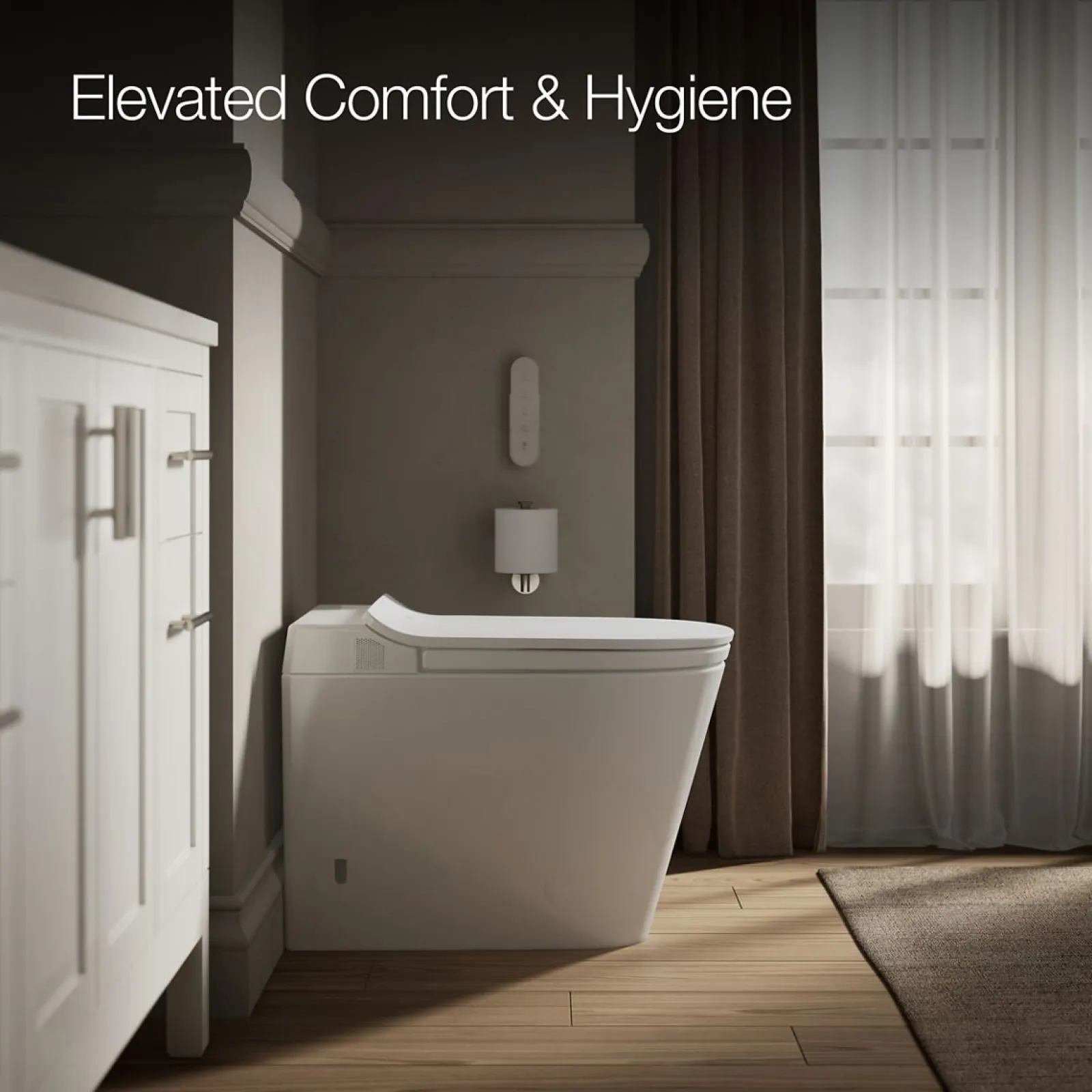One-piece elongated smart toilet, dual-flush^Kohler