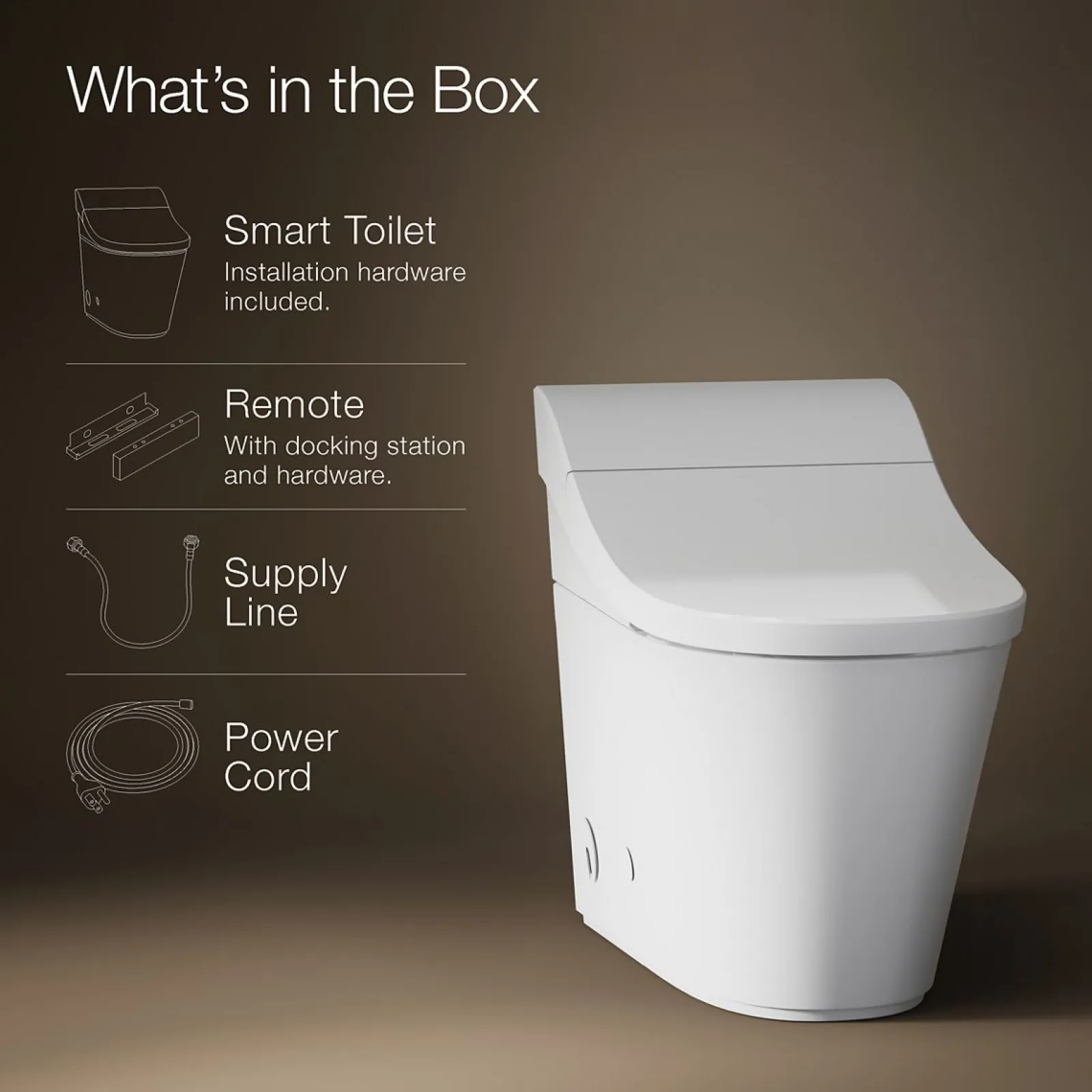 One-piece elongated smart toilet, dual-flush^Kohler New