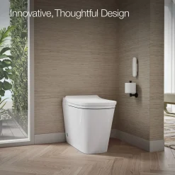 One-piece elongated smart toilet with front bidet wand technology, dual-flush^Kohler