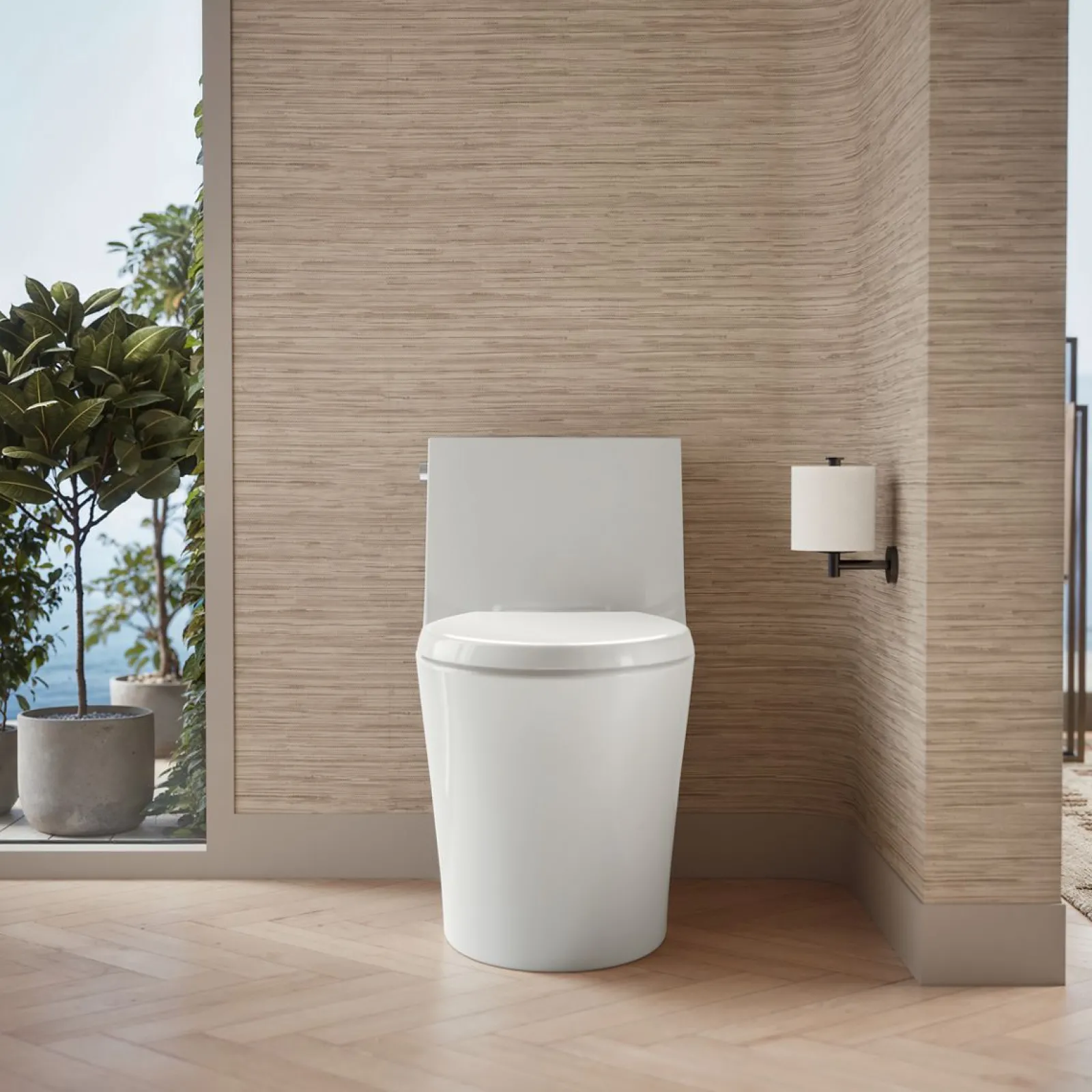 One-piece elongated toilet with skirted trapway, dual-flush^Kohler Hot