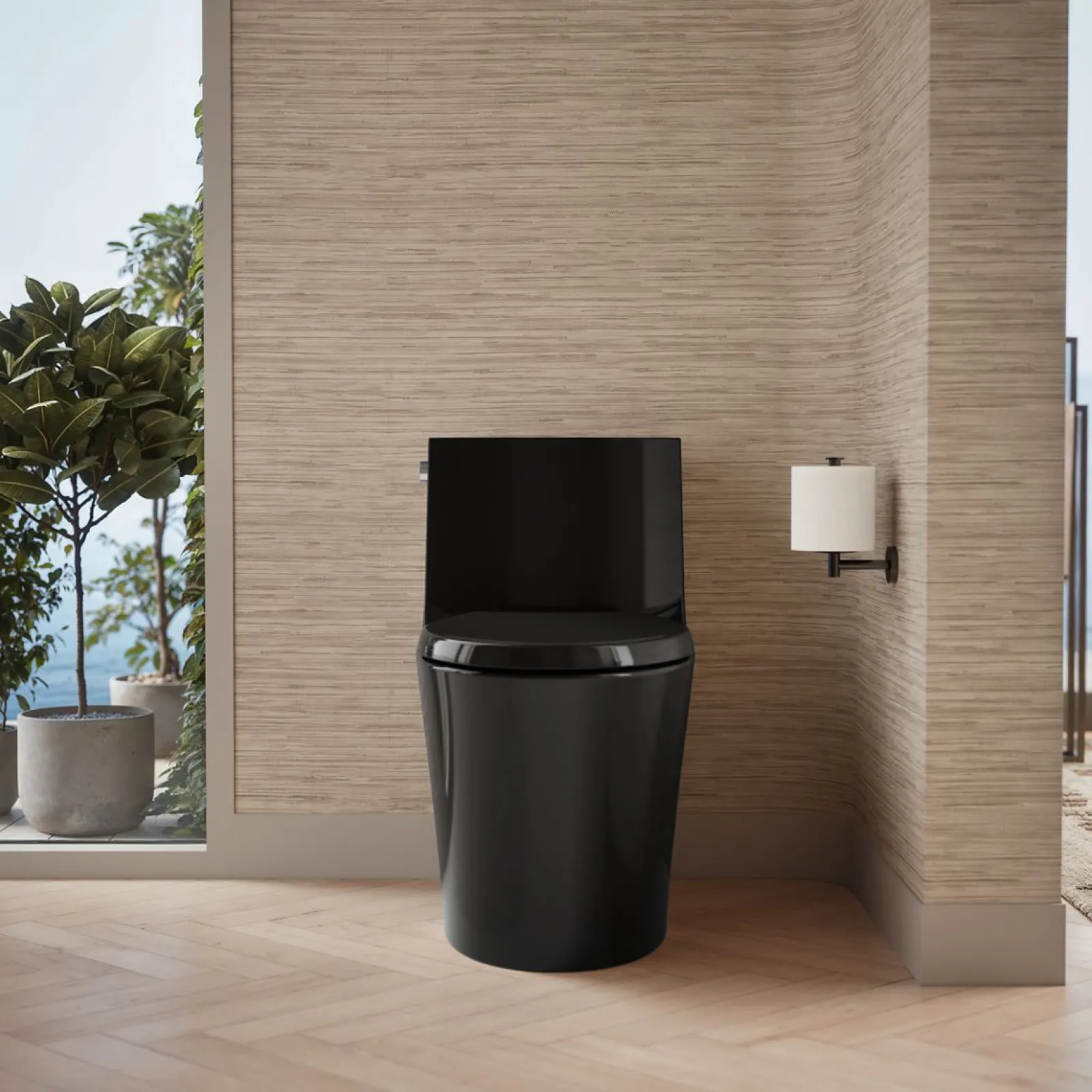 One-piece elongated toilet with skirted trapway, dual-flush^Kohler Hot