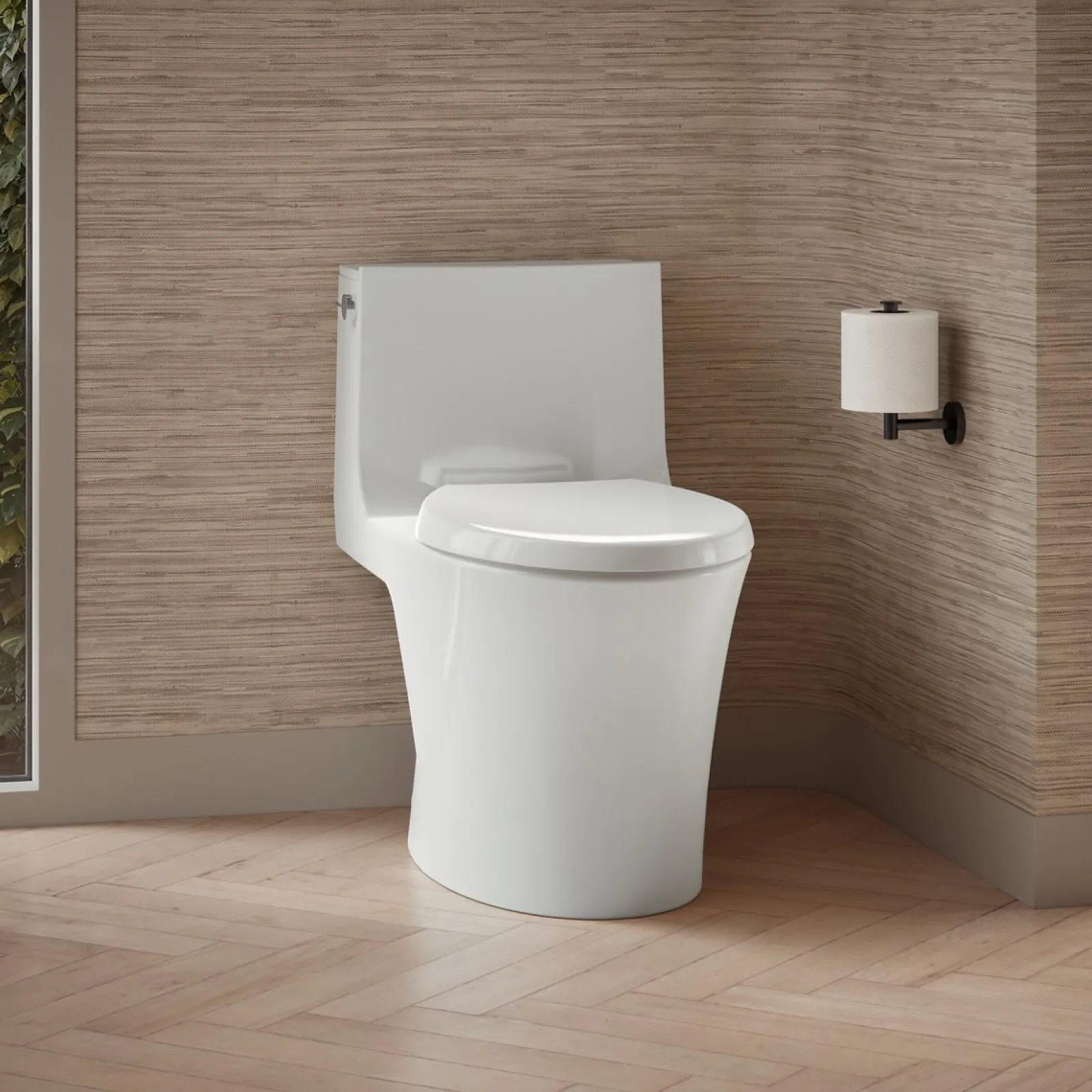 One-piece elongated toilet with skirted trapway, dual-flush^Kohler Hot