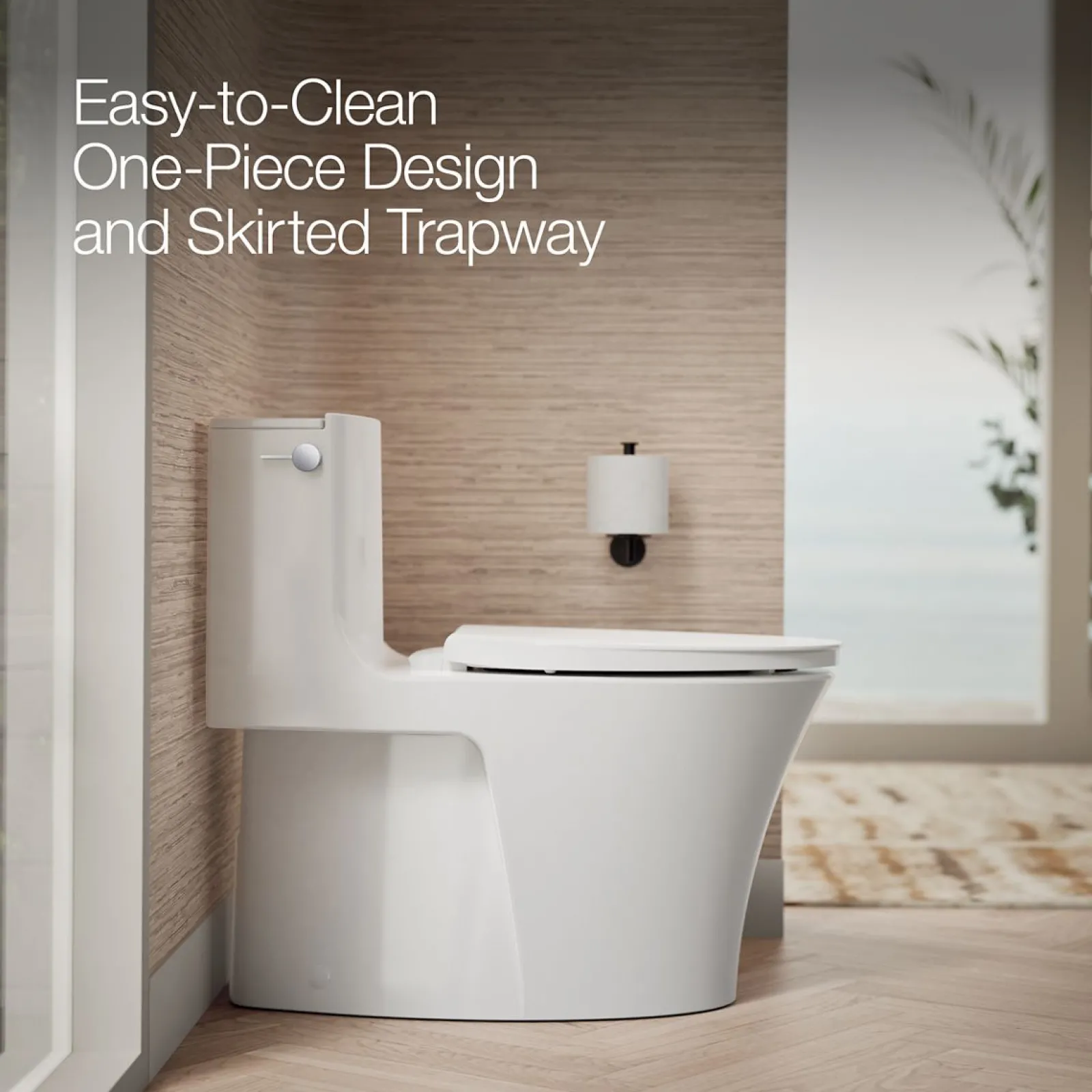 One-piece elongated toilet with skirted trapway, dual-flush^Kohler Hot