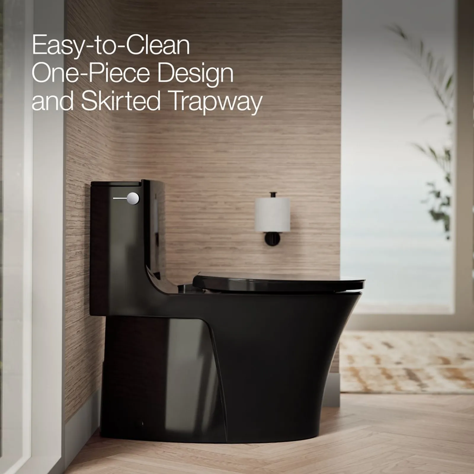 One-piece elongated toilet with skirted trapway, dual-flush^Kohler Hot