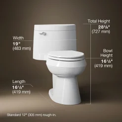 One-piece elongated toilet with concealed trapway, 1.28 gpf^Kohler Outlet