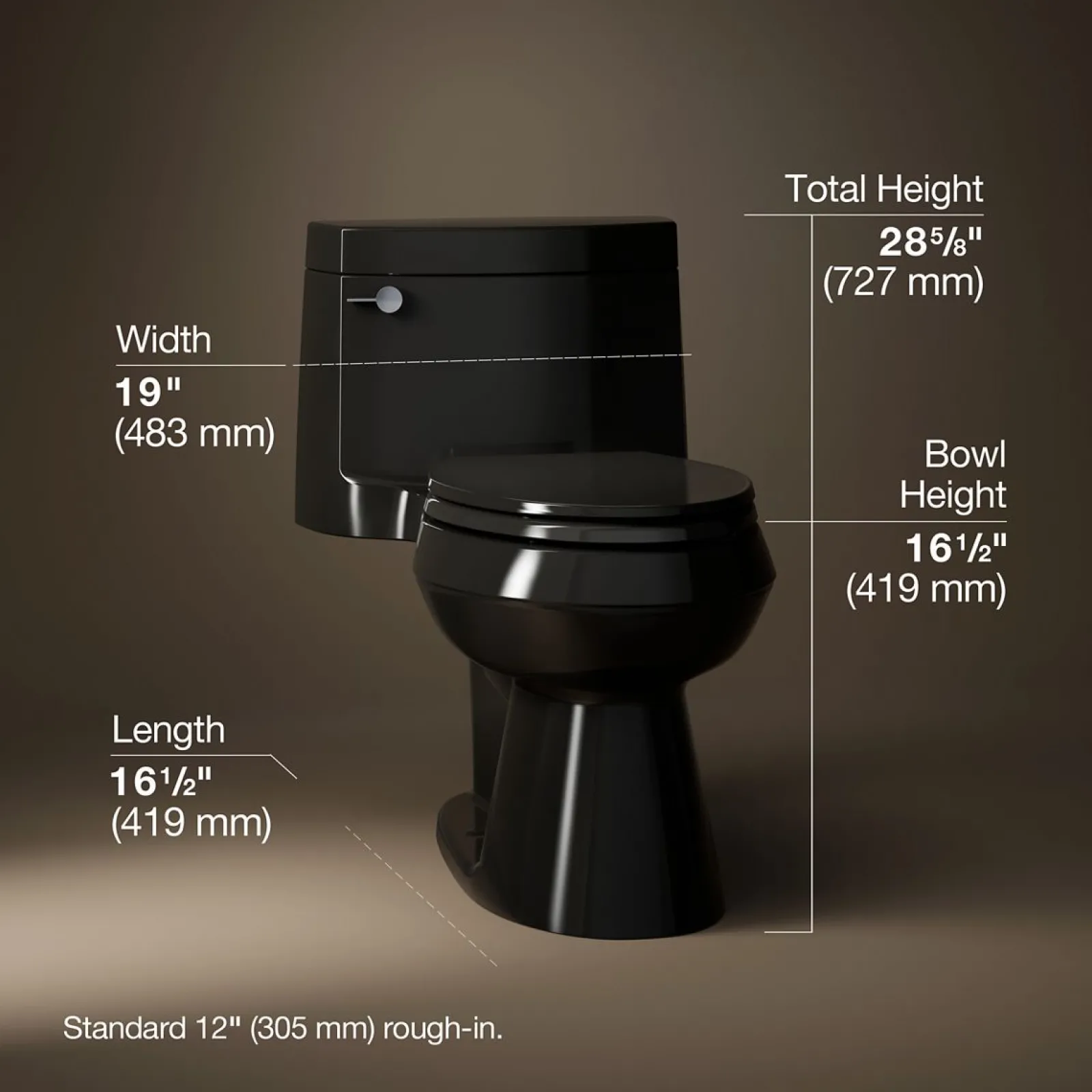 One-piece elongated toilet with concealed trapway, 1.28 gpf^Kohler Outlet