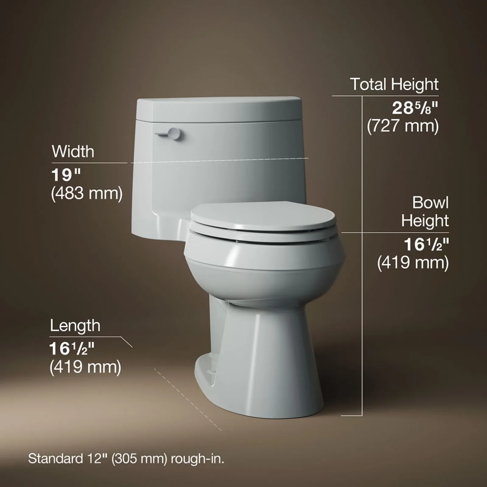 One-piece elongated toilet with concealed trapway, 1.28 gpf^Kohler Outlet