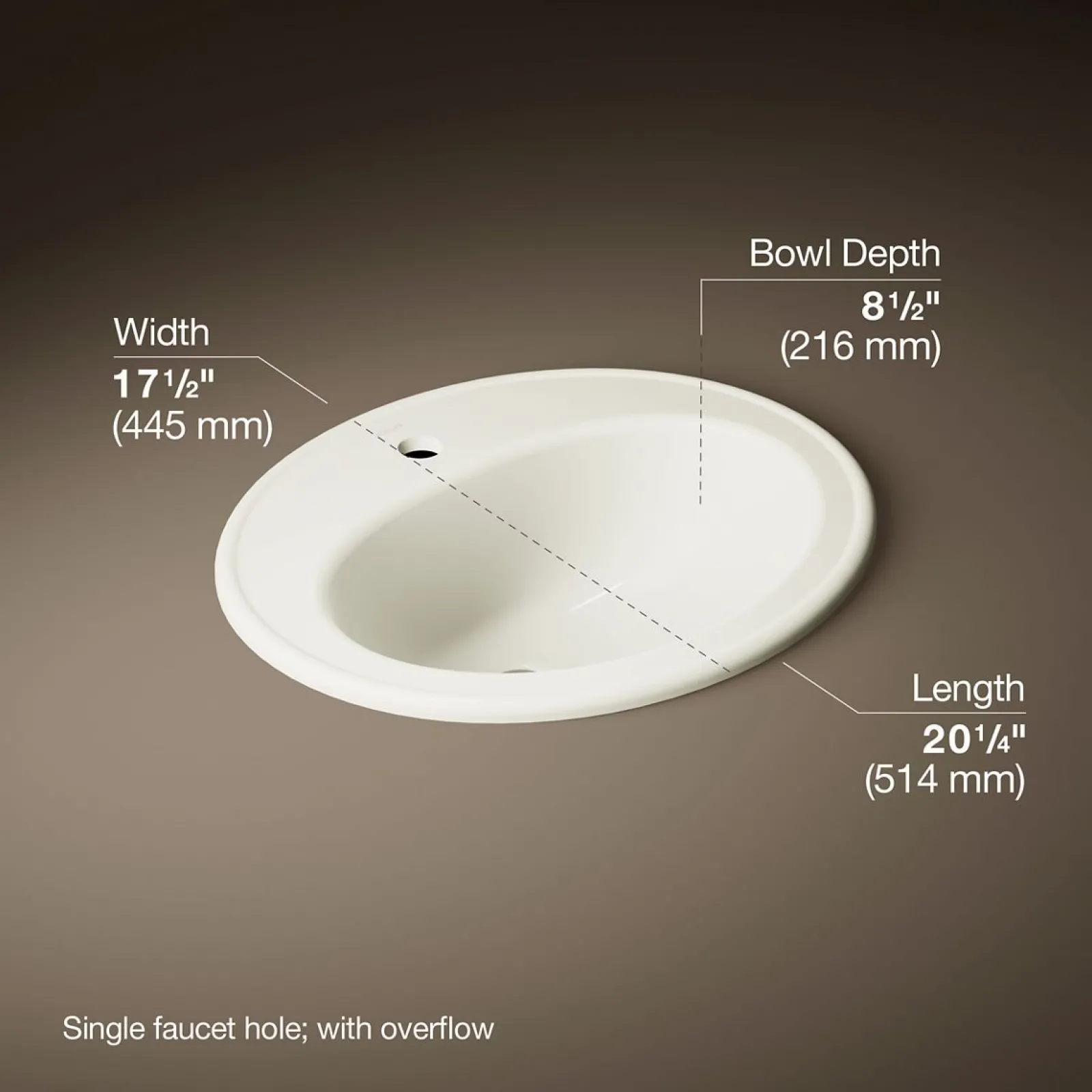 20-1/4" oval drop-in bathroom sink^Kohler Outlet