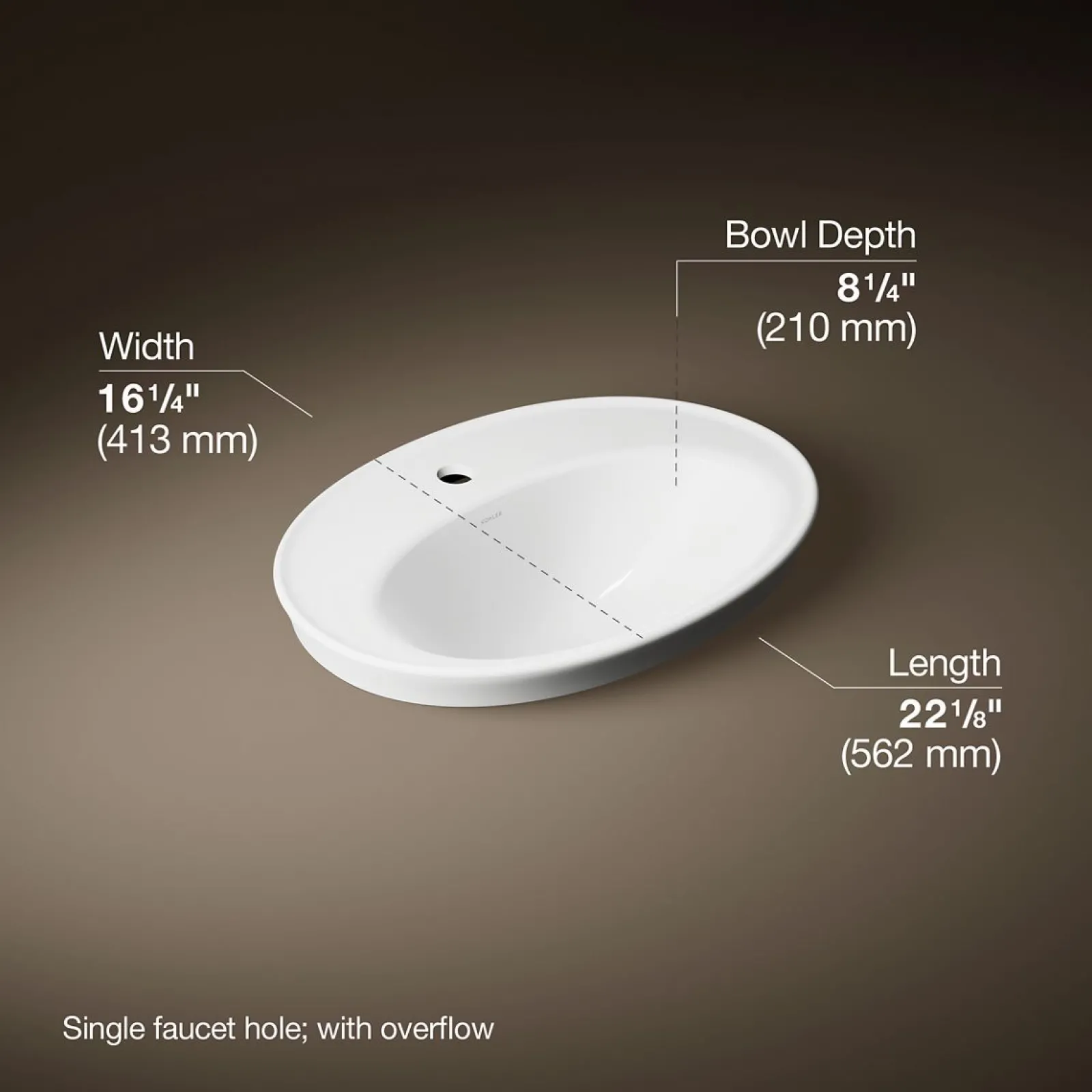 22-1/4" oval drop-in bathroom sink^Kohler Outlet