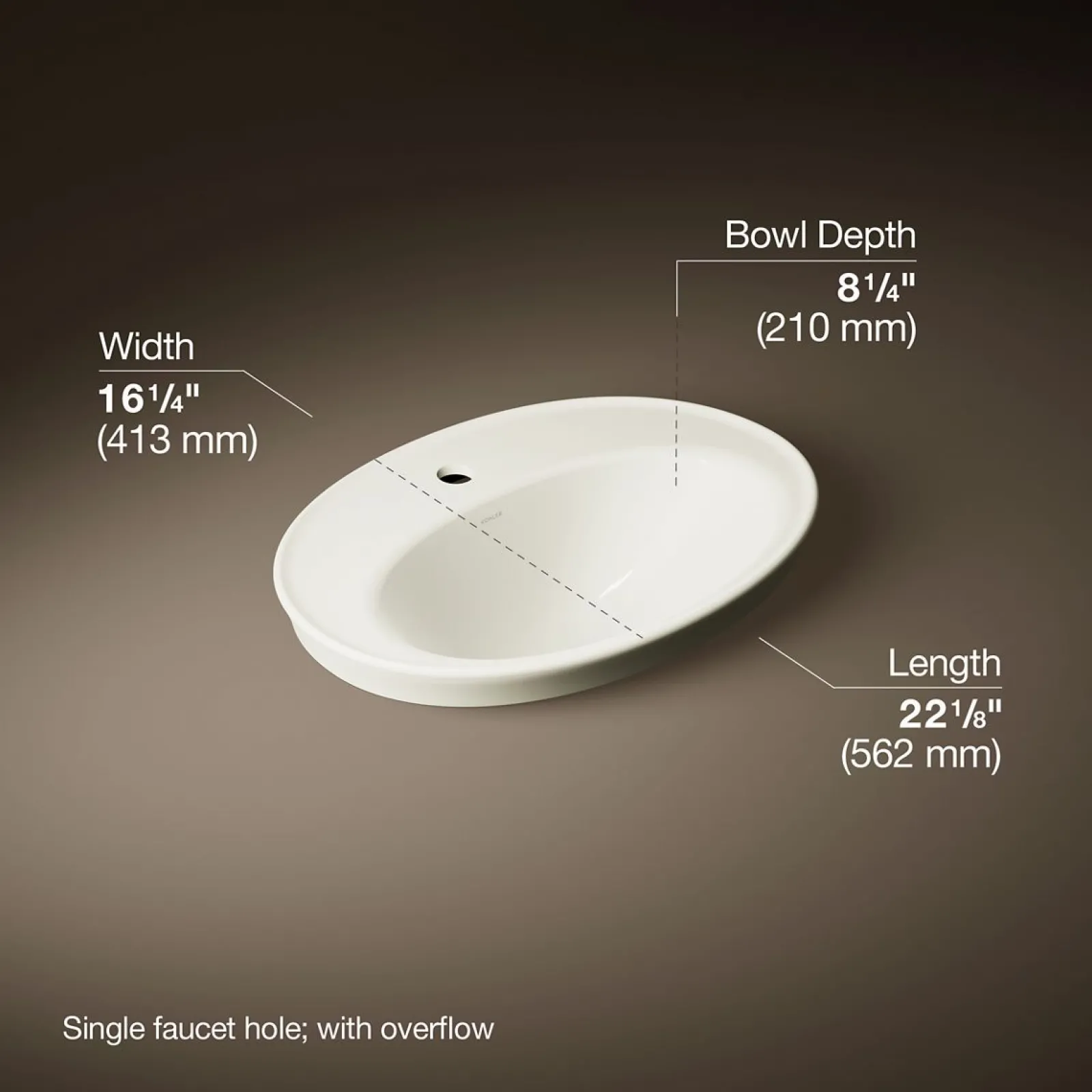 22-1/4" oval drop-in bathroom sink^Kohler Outlet