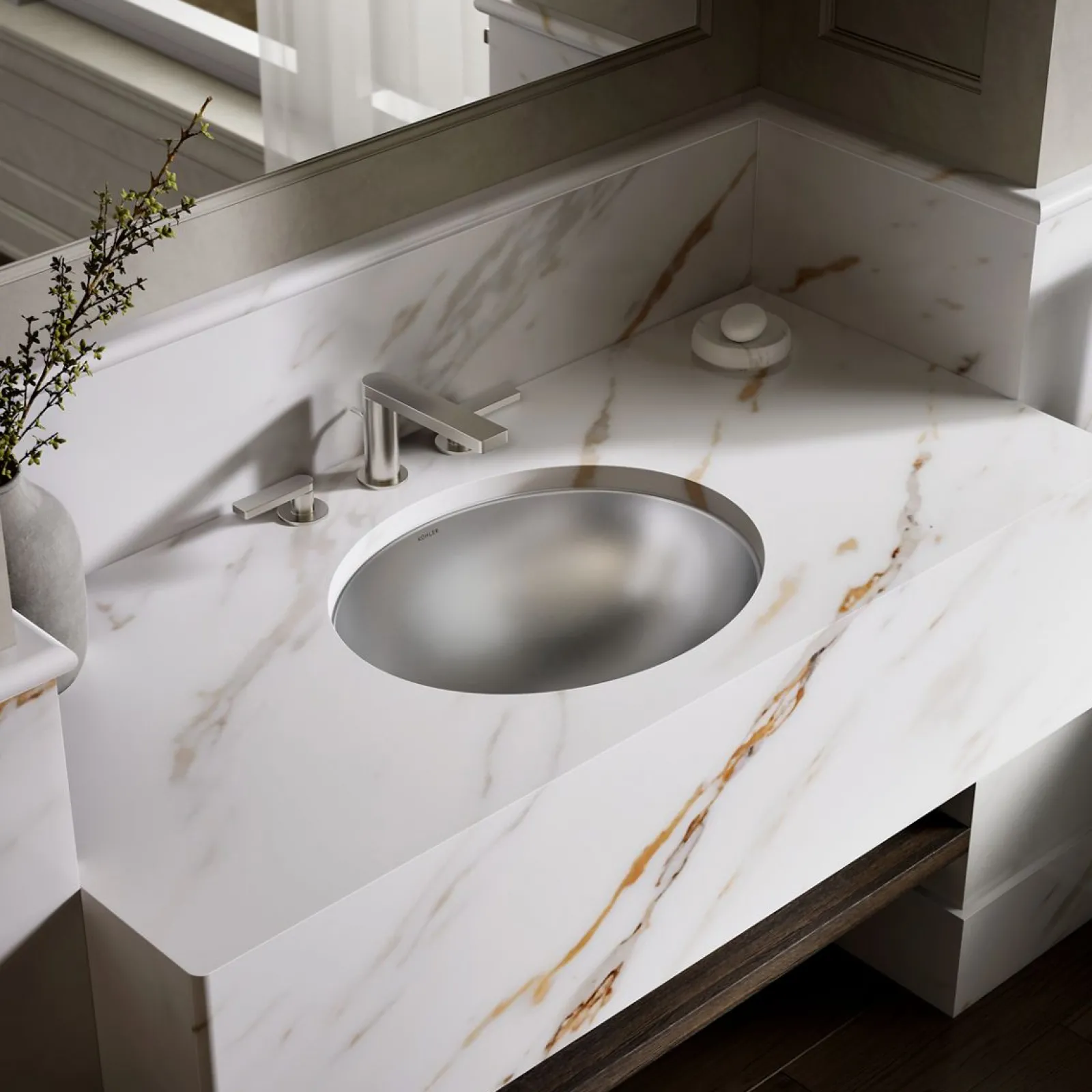 20" oval drop-in/undermount bathroom sink, no overflow^Kohler Hot