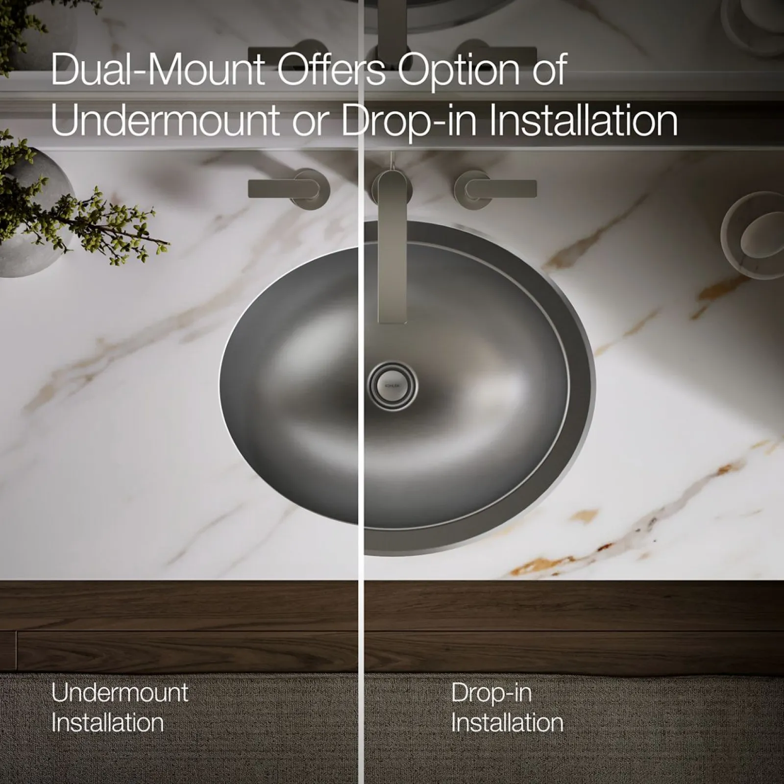 20" oval drop-in/undermount bathroom sink, no overflow^Kohler Hot