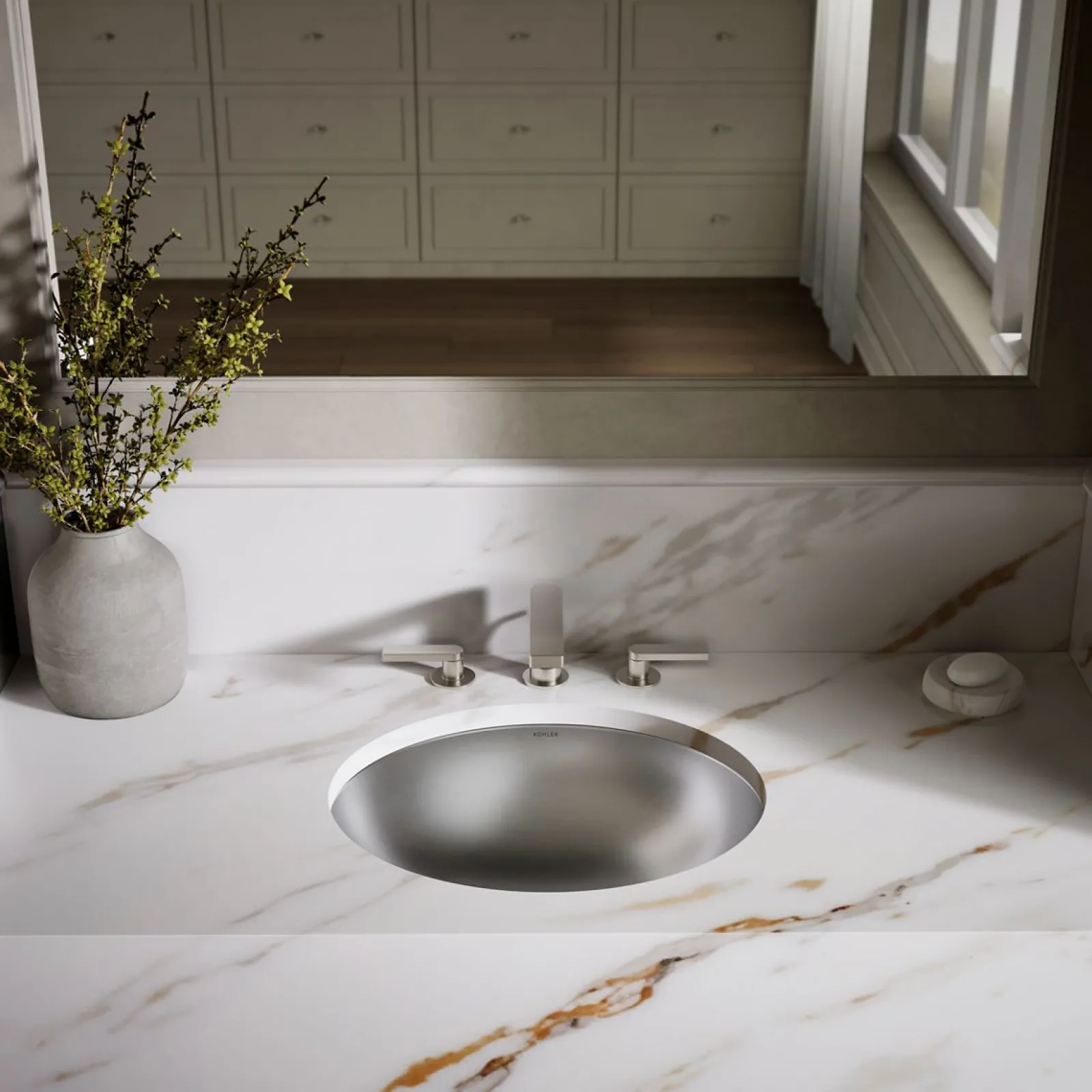 20" oval drop-in/undermount bathroom sink, no overflow^Kohler Hot