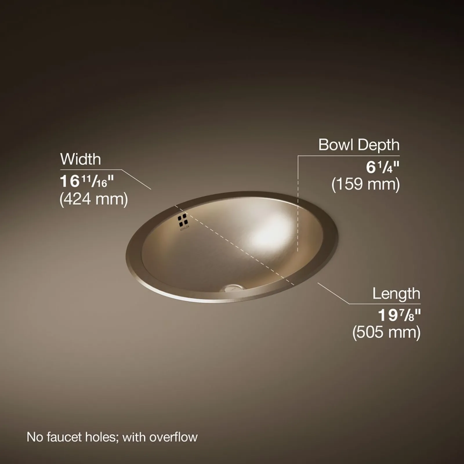 20" oval drop-in/undermount bathroom sink^Kohler New