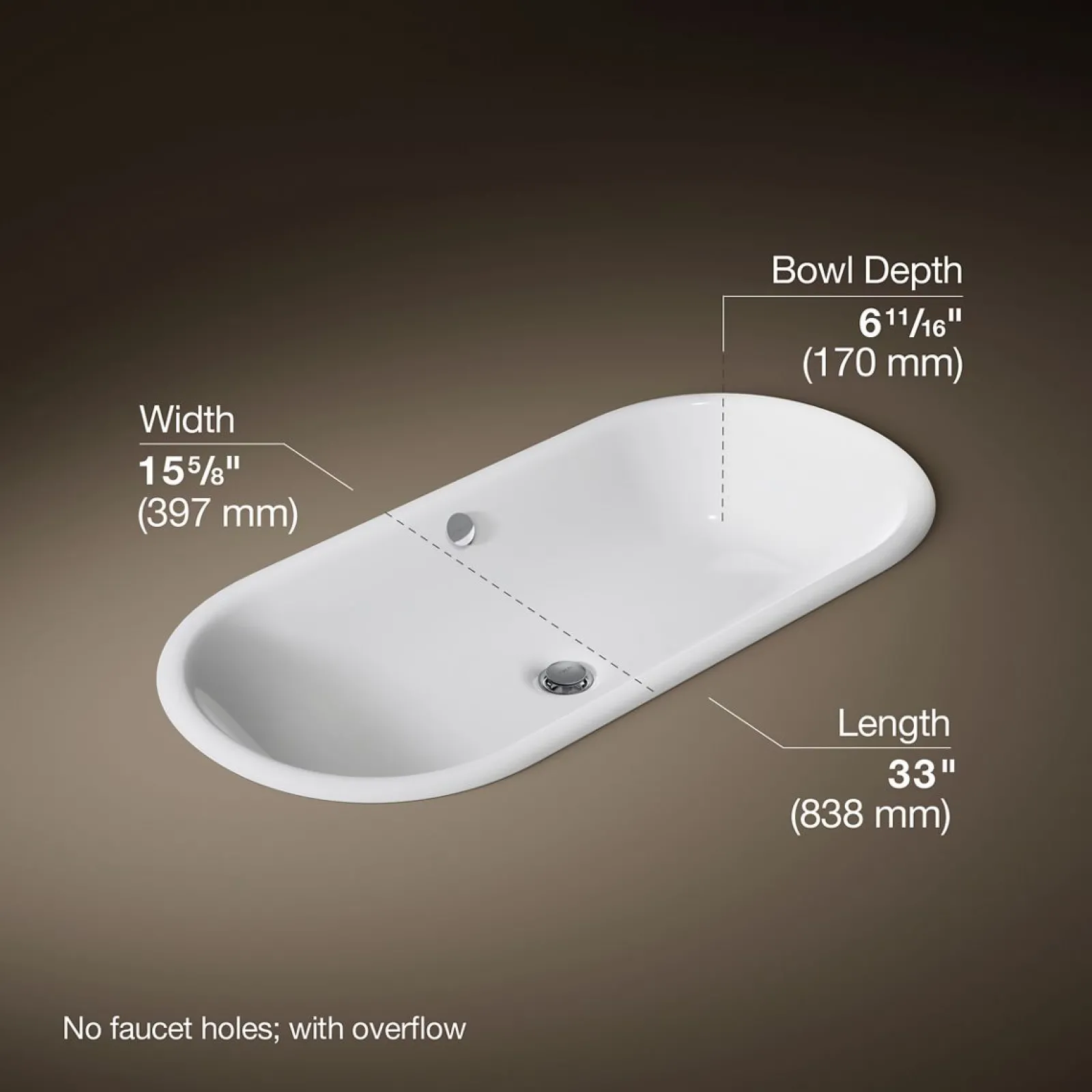 33" oval drop-in/undermount bathroom sink^Kohler New