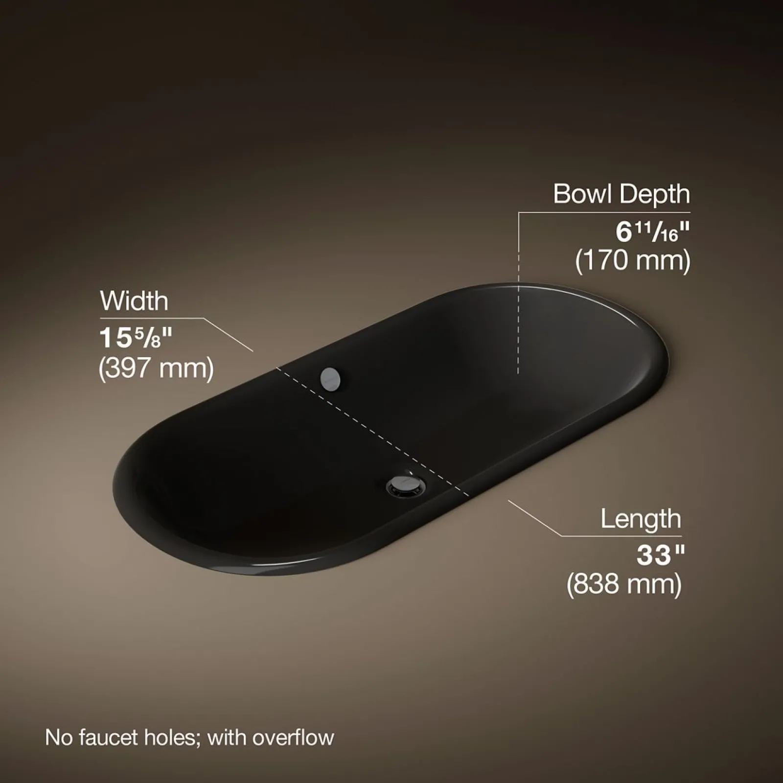 33" oval drop-in/undermount bathroom sink^Kohler New
