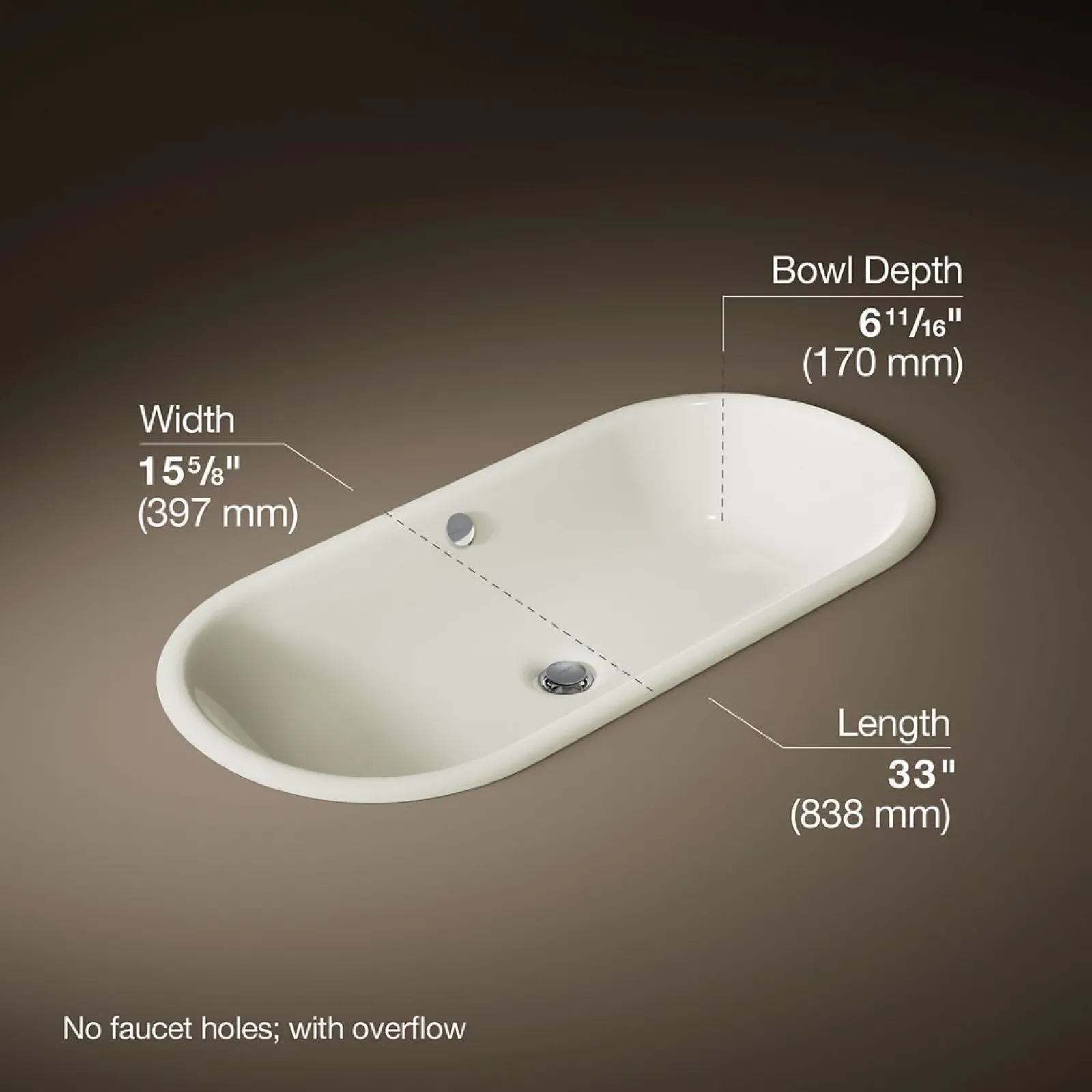 33" oval drop-in/undermount bathroom sink^Kohler New