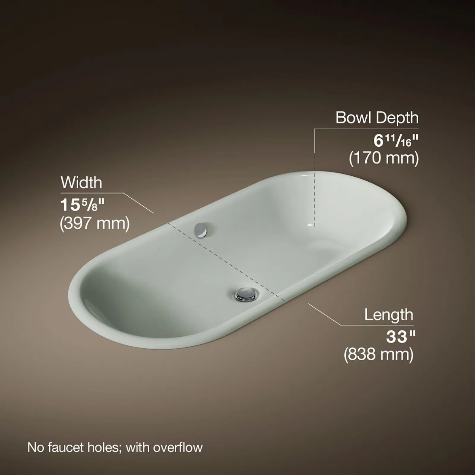 33" oval drop-in/undermount bathroom sink^Kohler New