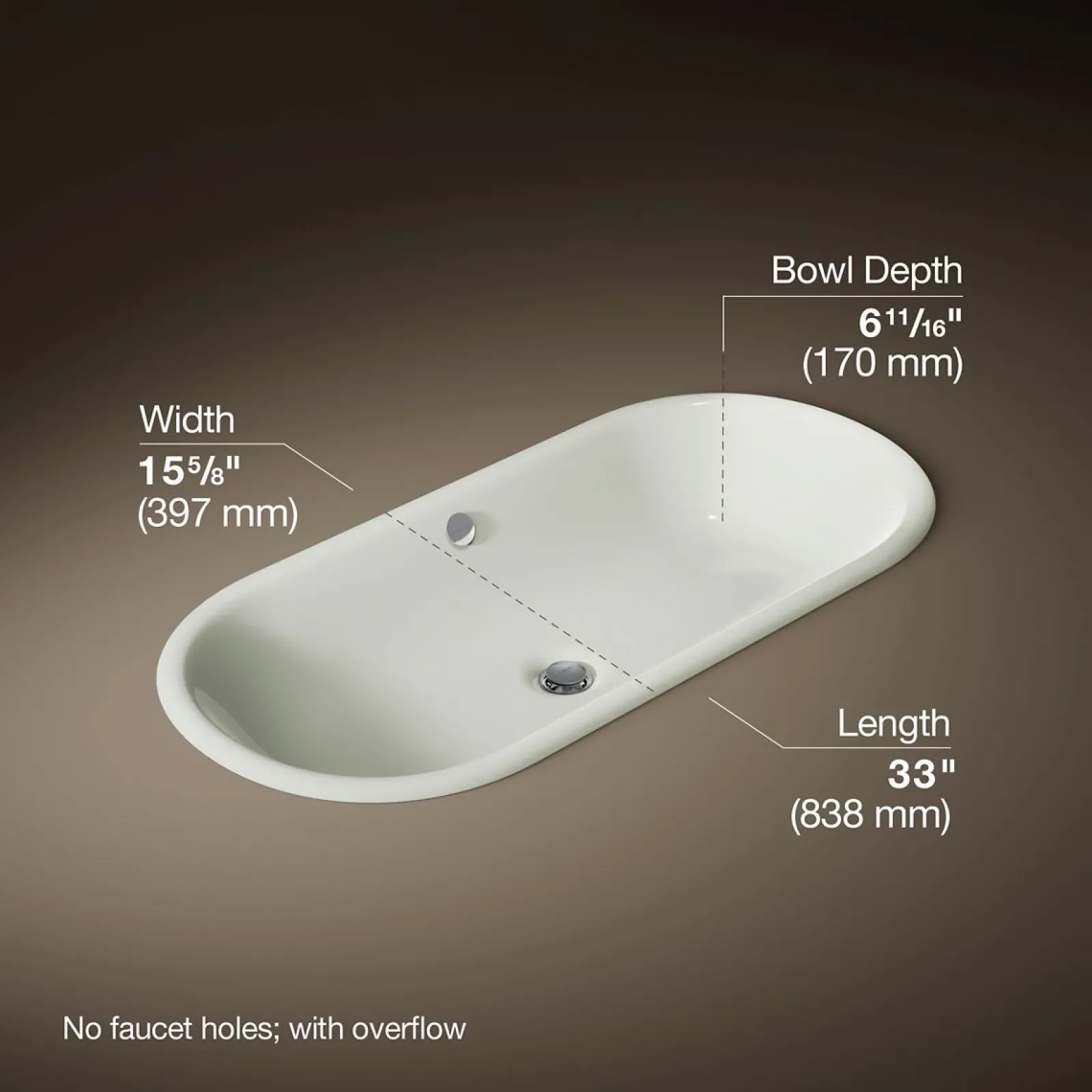33" oval drop-in/undermount bathroom sink^Kohler New