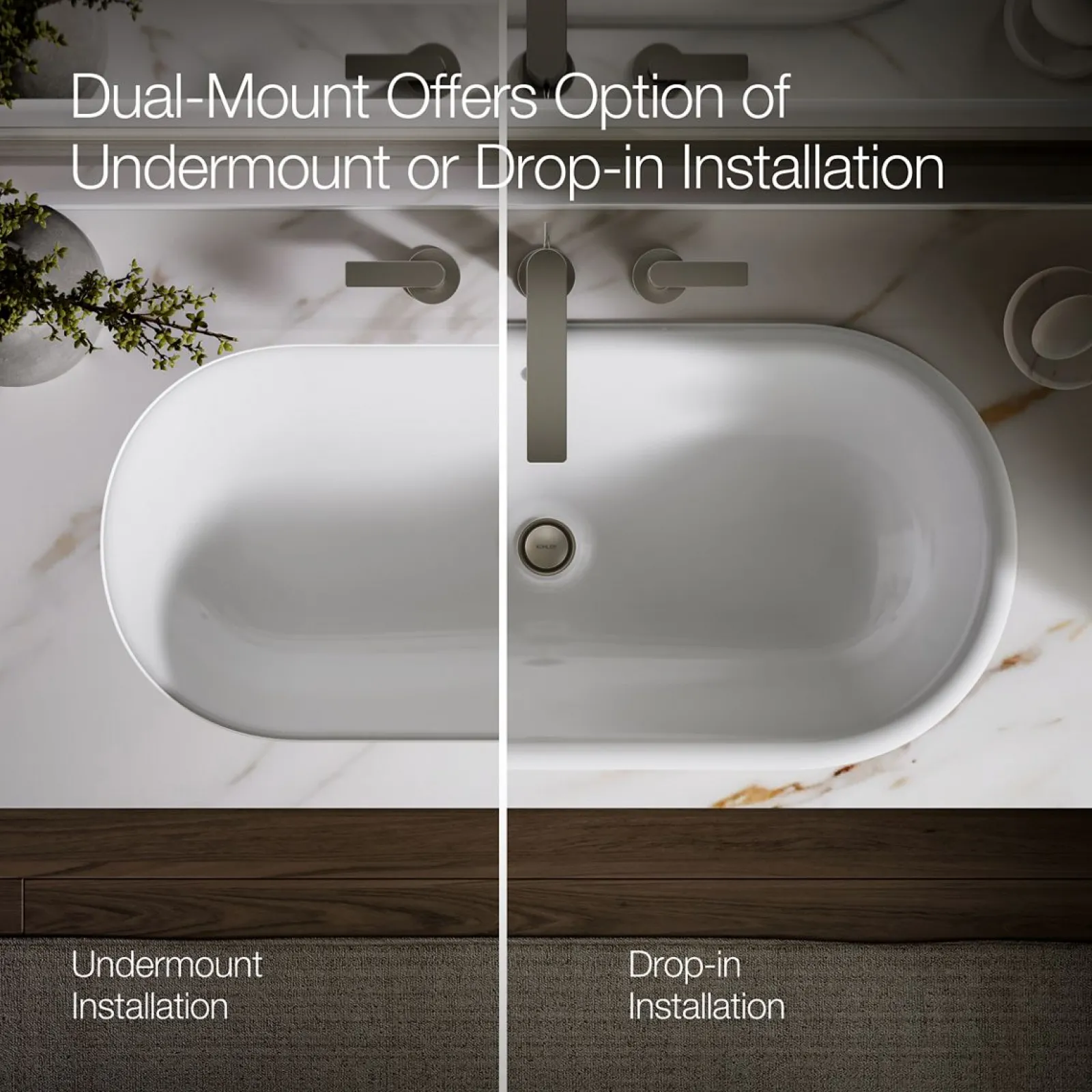 33" oval drop-in/undermount bathroom sink^Kohler New