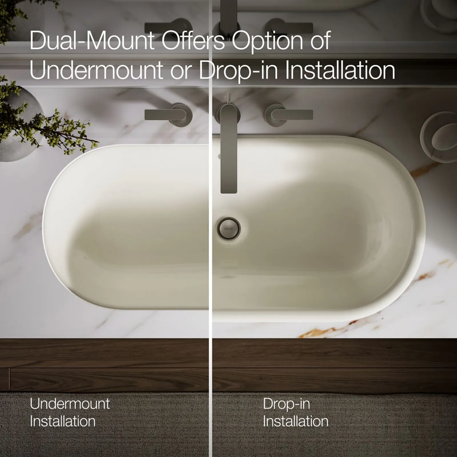 33" oval drop-in/undermount bathroom sink^Kohler New