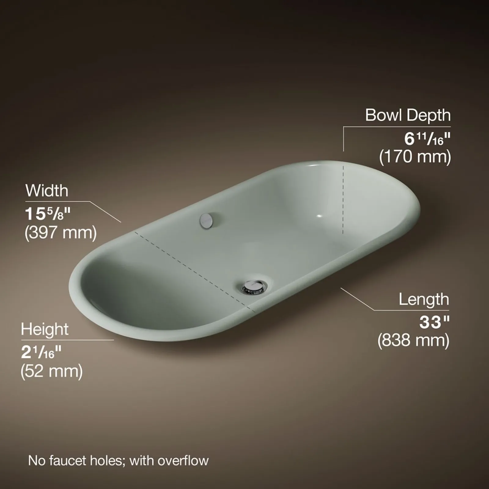 33" oval drop-in/undermount/vessel bathroom sink with painted underside^Kohler Outlet