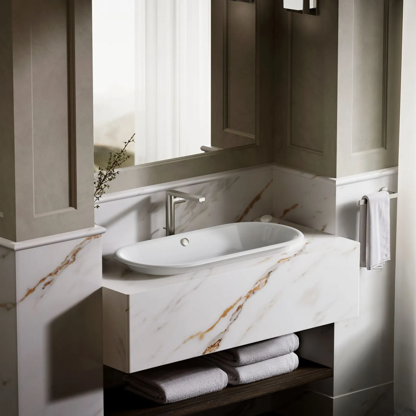 33" oval drop-in/undermount/vessel bathroom sink with painted underside^Kohler Outlet