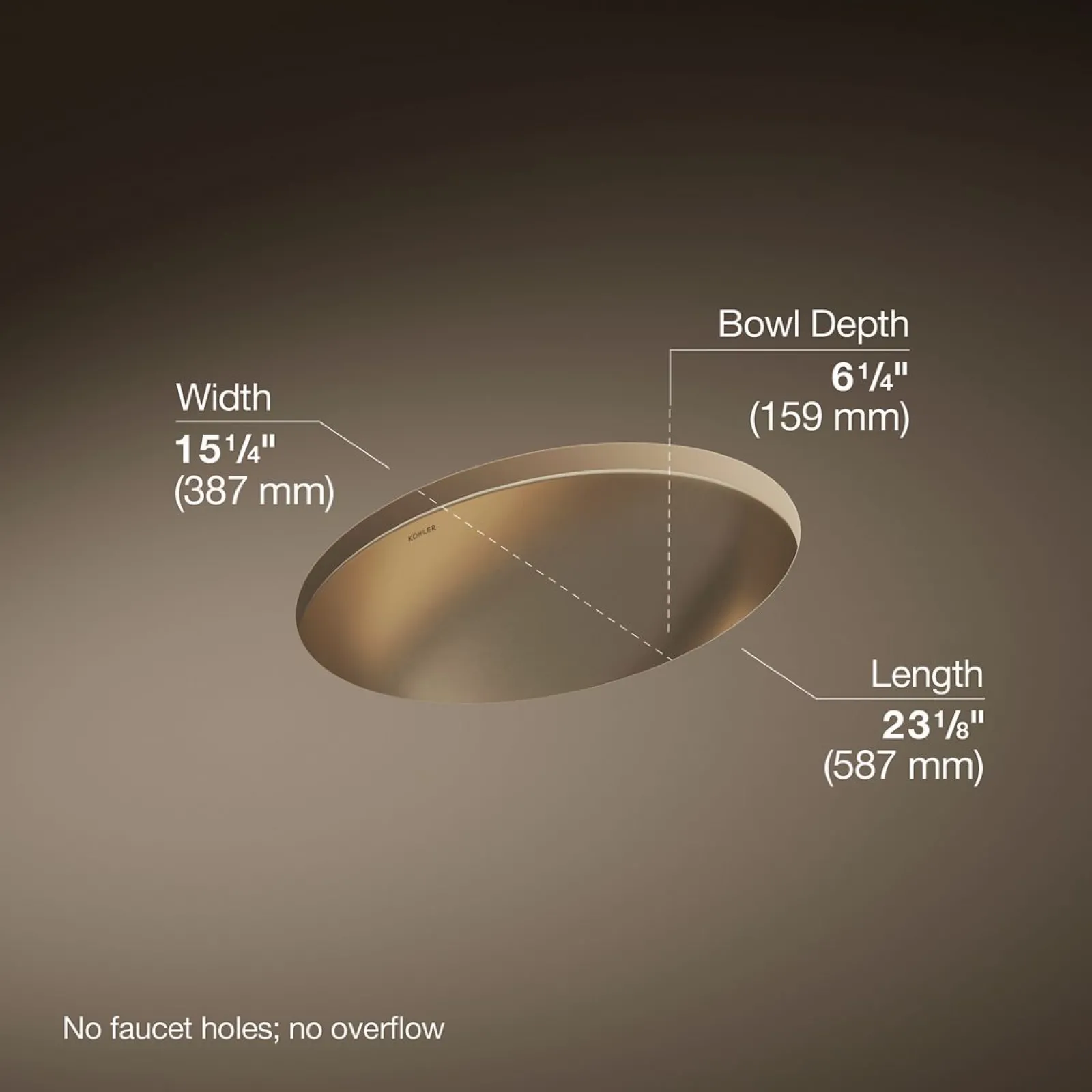 23-1/4" oval undermount bathroom sink, no overflow^Kohler Online