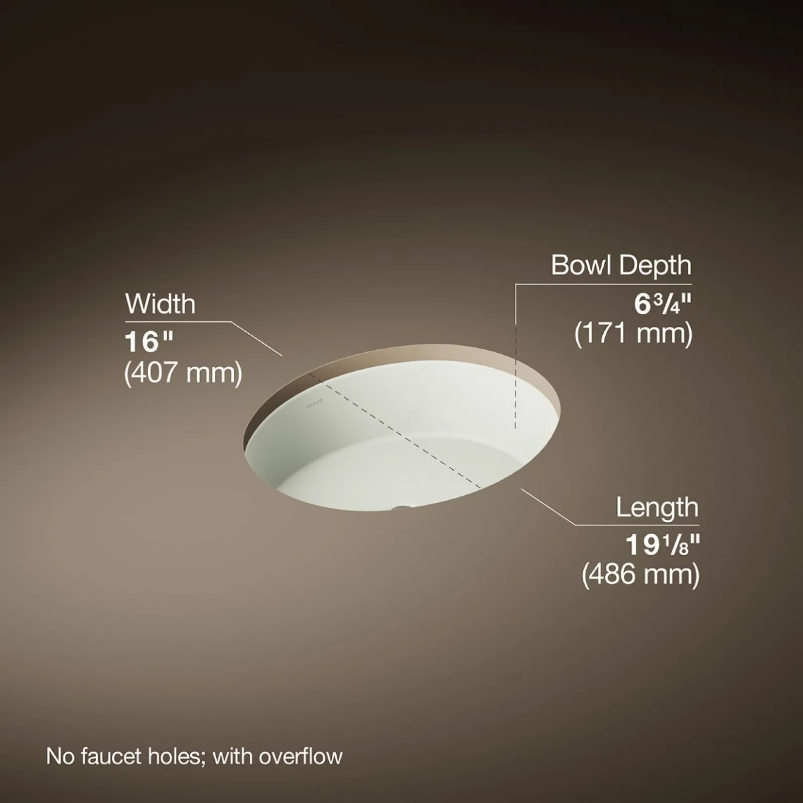 19-1/4" oval undermount bathroom sink^Kohler Online