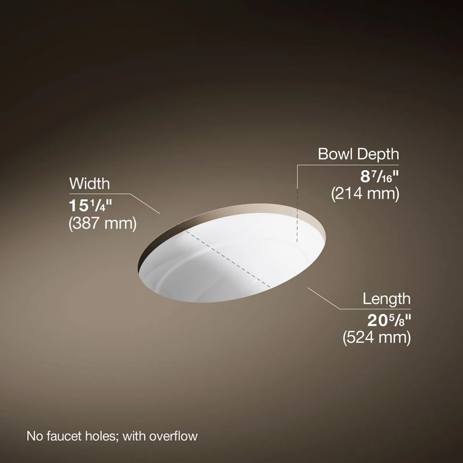 20-3/4" oval undermount bathroom sink, no overflow^Kohler Discount
