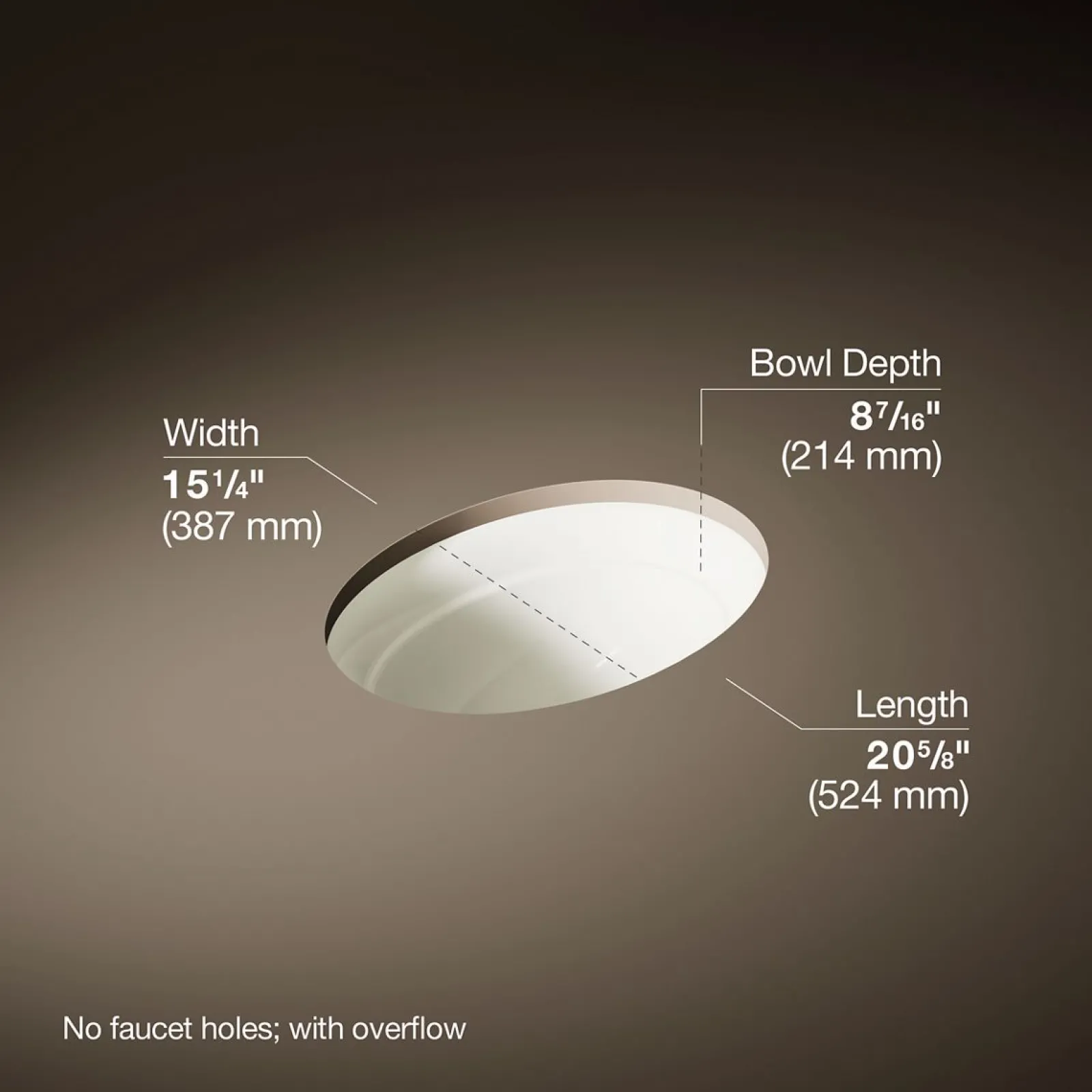 20-3/4" oval undermount bathroom sink, no overflow^Kohler Discount