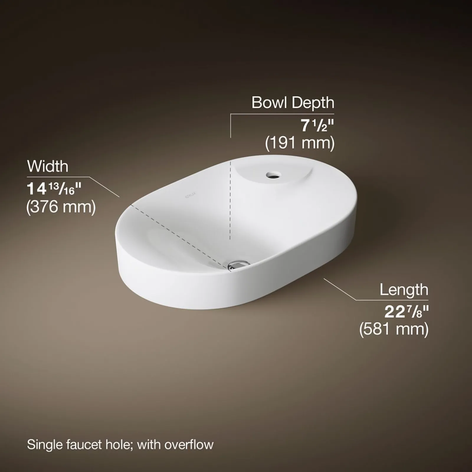22-3/4" oval vessel bathroom sink^Kohler Online