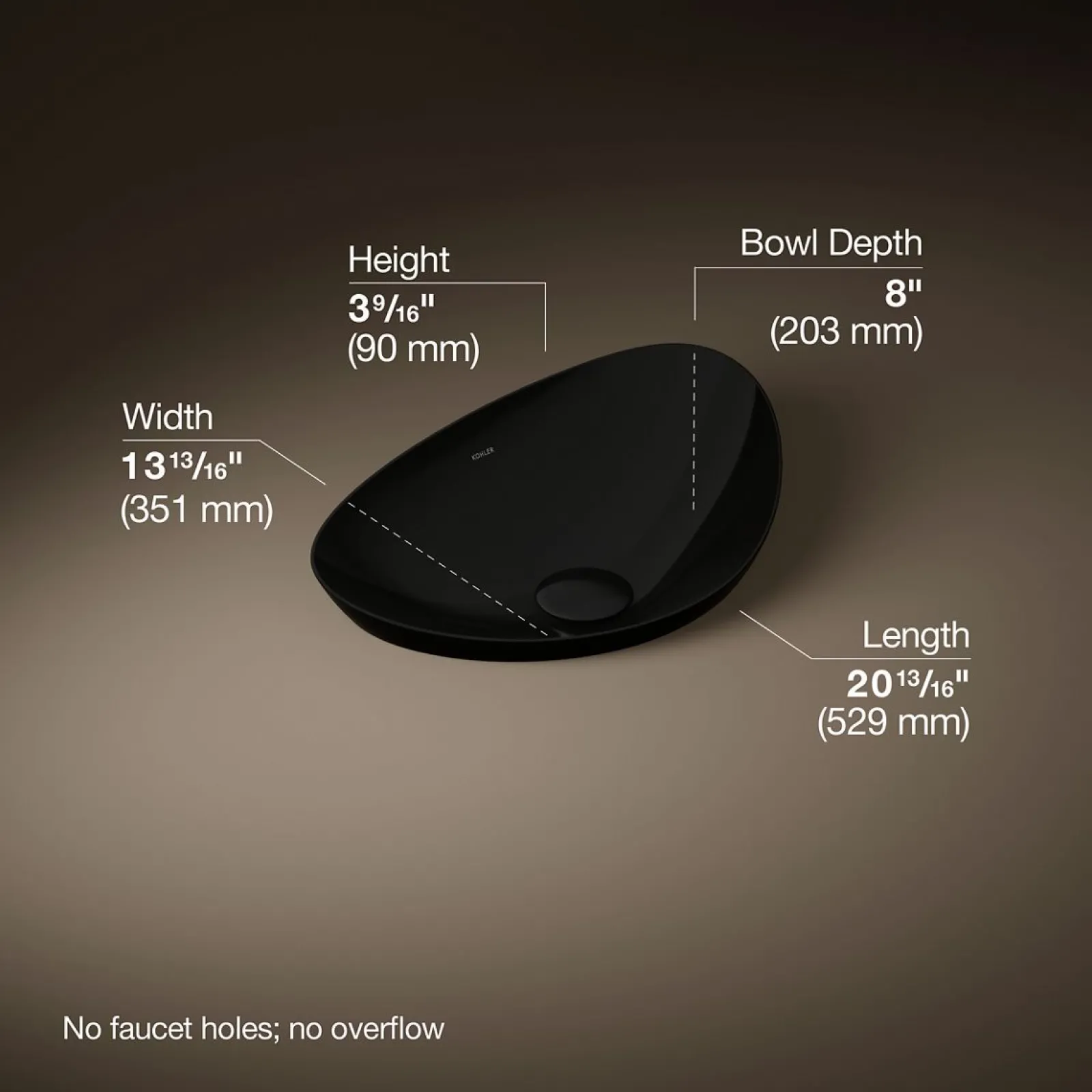 21" oval vessel bathroom sink, no overflow^Kohler Online