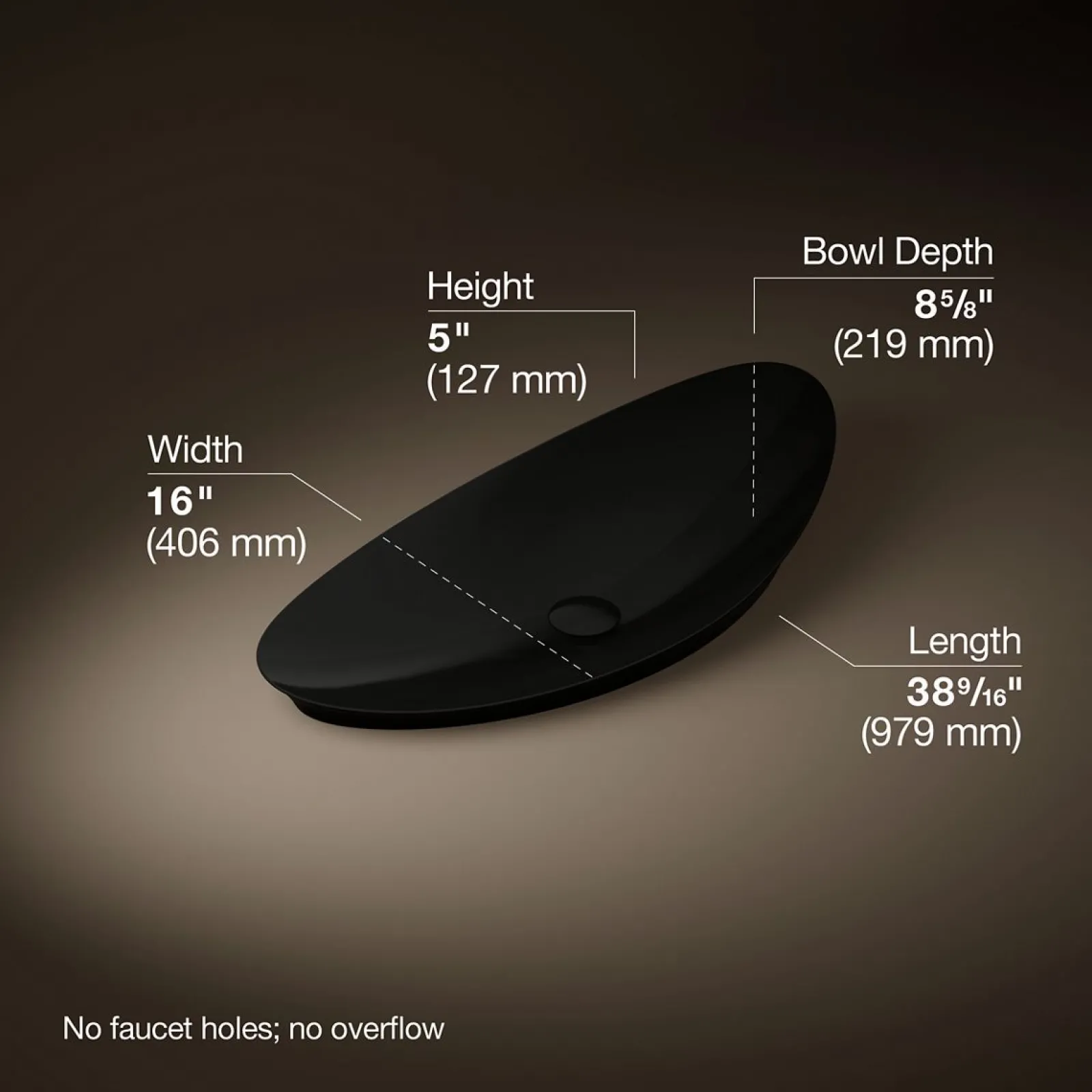 38-1/2" oval vessel bathroom sink, no overflow^Kohler Discount