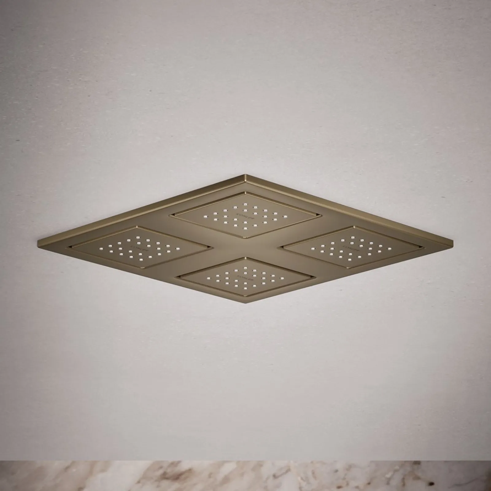 Overhead shower panel with four 22-nozzle sprayheads^Kohler
