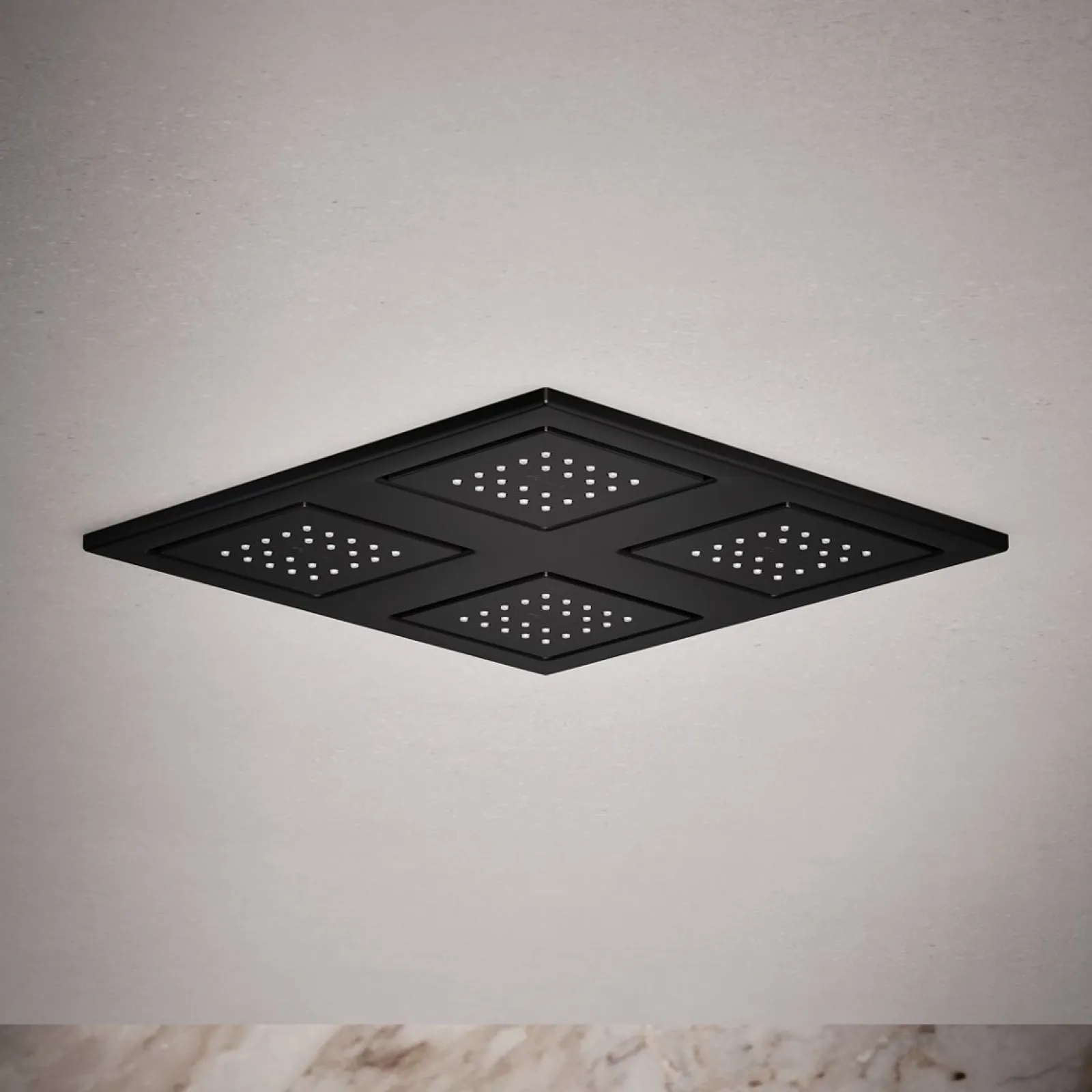 Overhead shower panel with four 22-nozzle sprayheads^Kohler