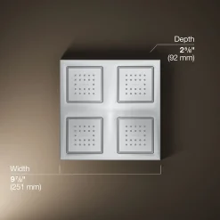 Overhead shower panel with four 22-nozzle sprayheads^Kohler