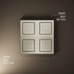 Overhead shower panel with four 22-nozzle sprayheads^Kohler
