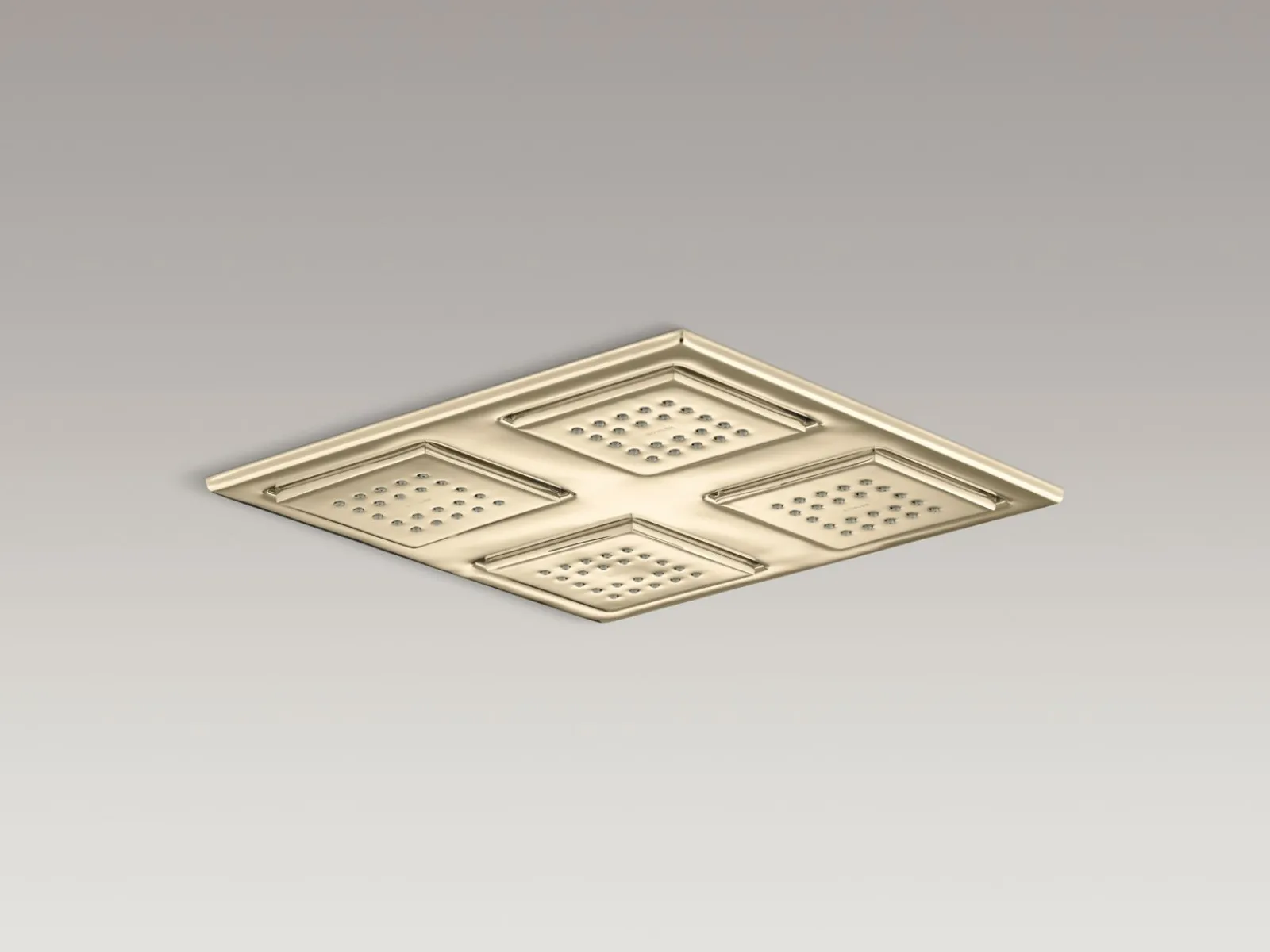 Overhead shower panel with four 22-nozzle sprayheads^Kohler