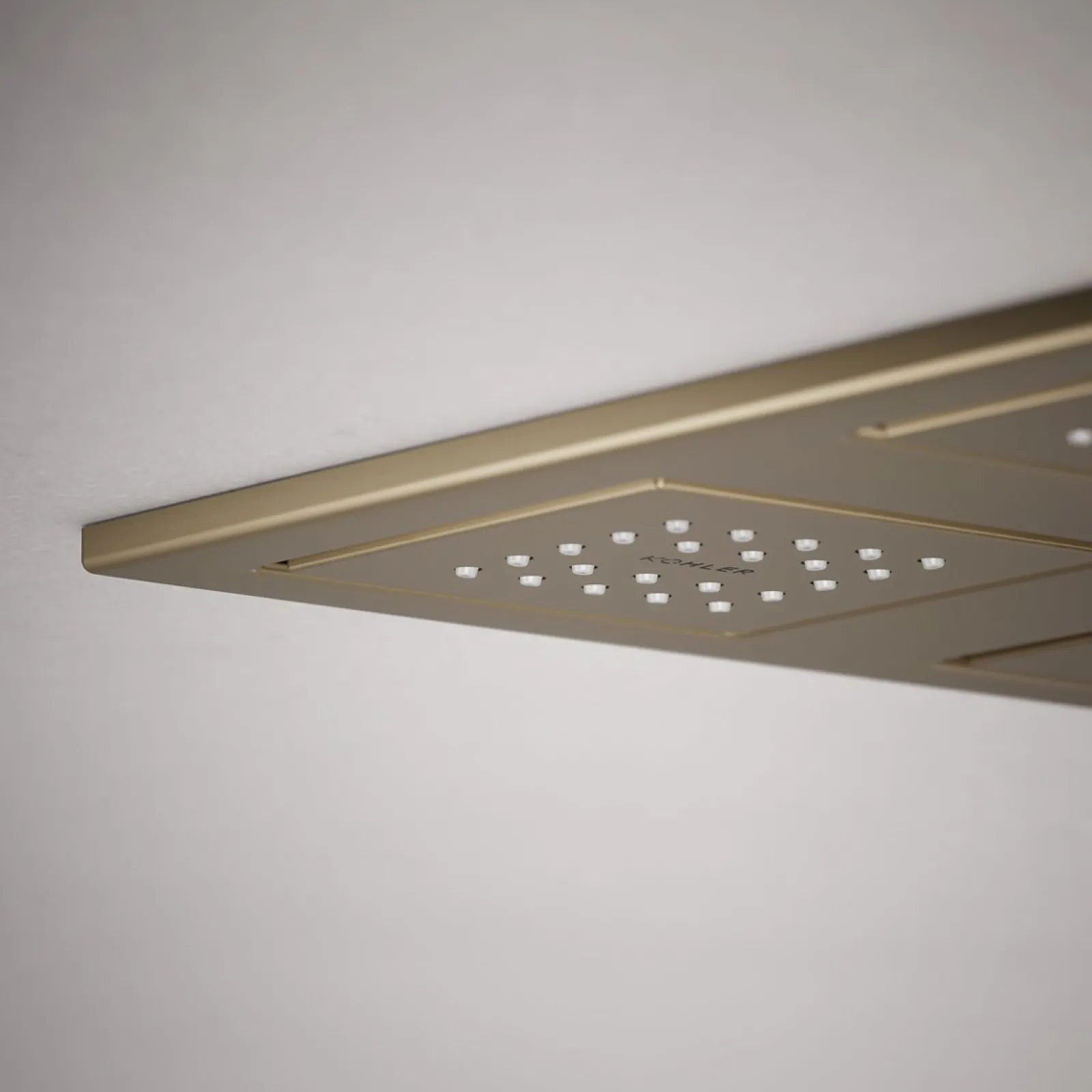 Overhead shower panel with four 22-nozzle sprayheads^Kohler