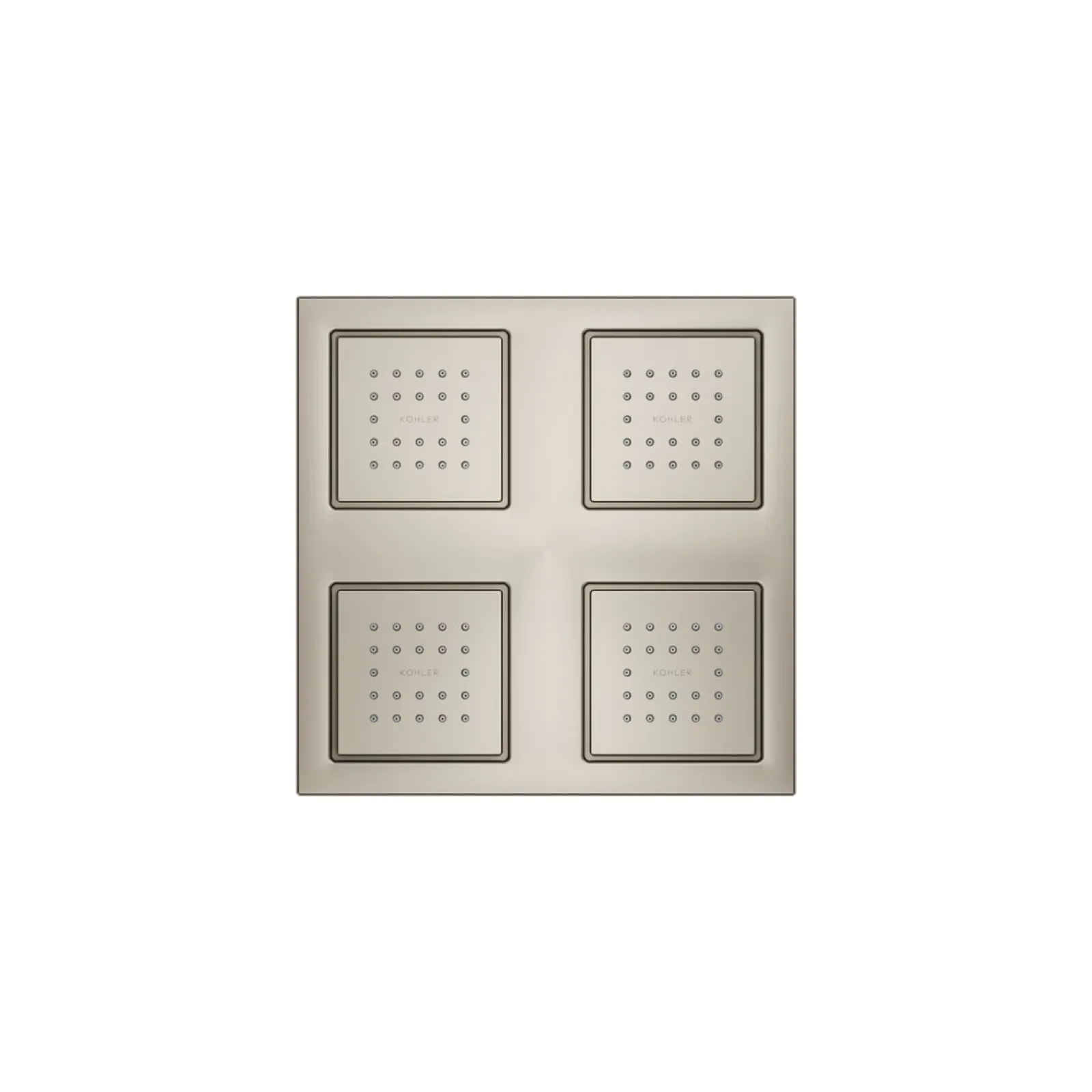 Overhead shower panel with four 22-nozzle sprayheads^Kohler